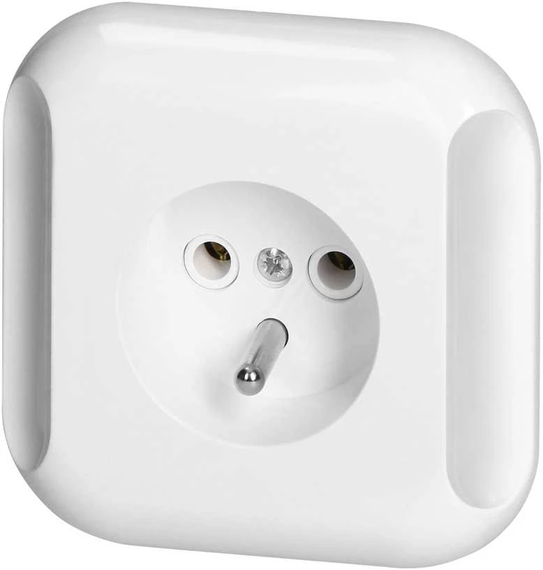 Gniazdo Lizdas Lizdas su išvestimi, 2 polių+Z, 16A, 250V, TOPAZ, baltas