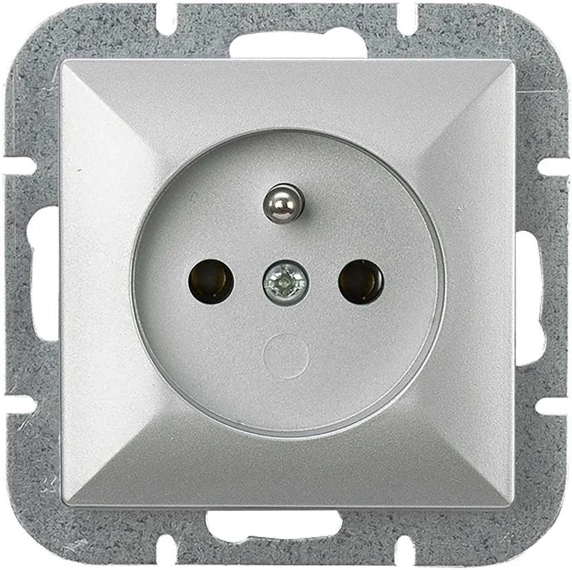 Gniazdo Vienguba elektros lizdas Pearl, 16A, 250V, sidabrinis