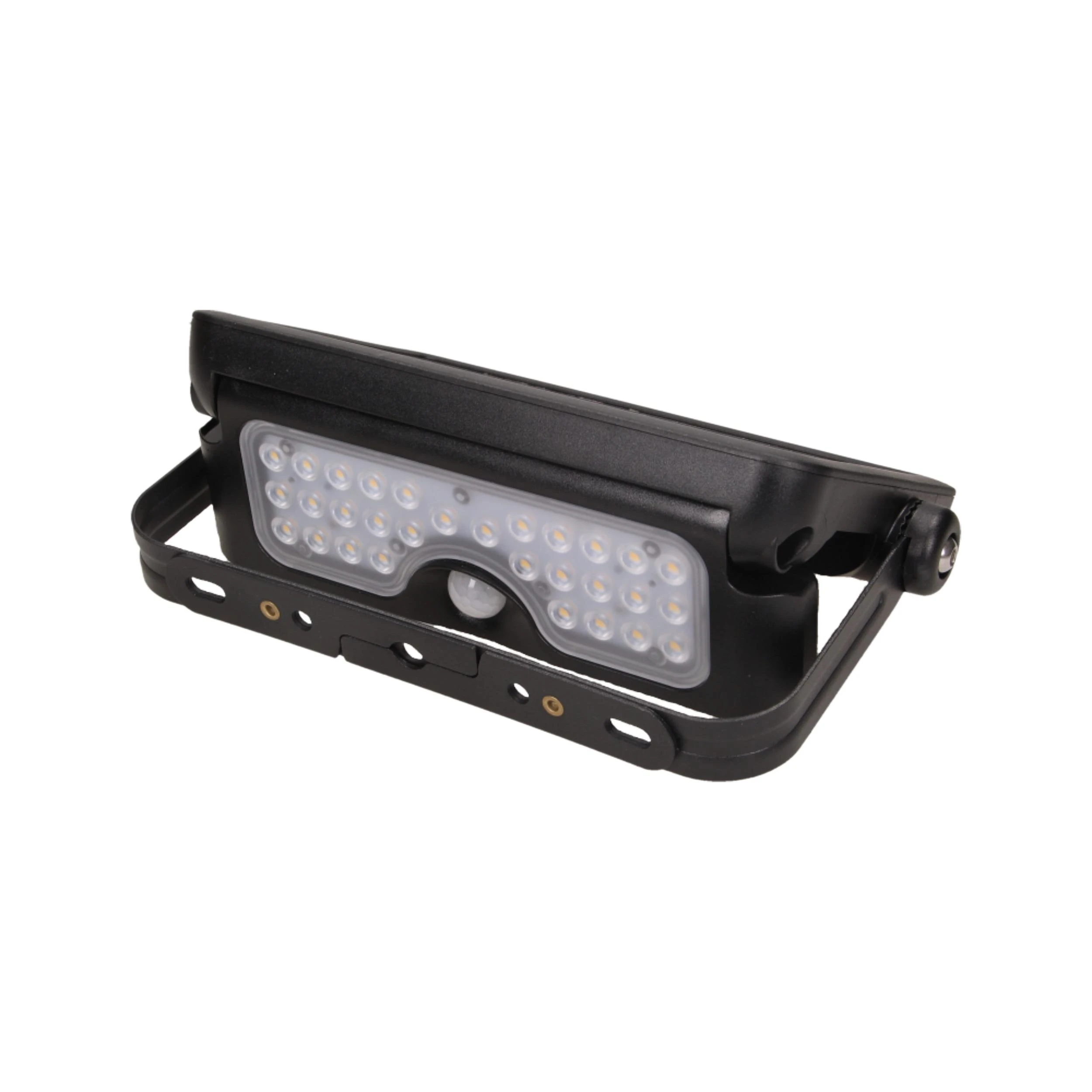 LUX LED 5W, saulės energija varomas prožektorius su judesio jutikliu 500lm, IP65, 4000K, 2x1500mAh, juodas