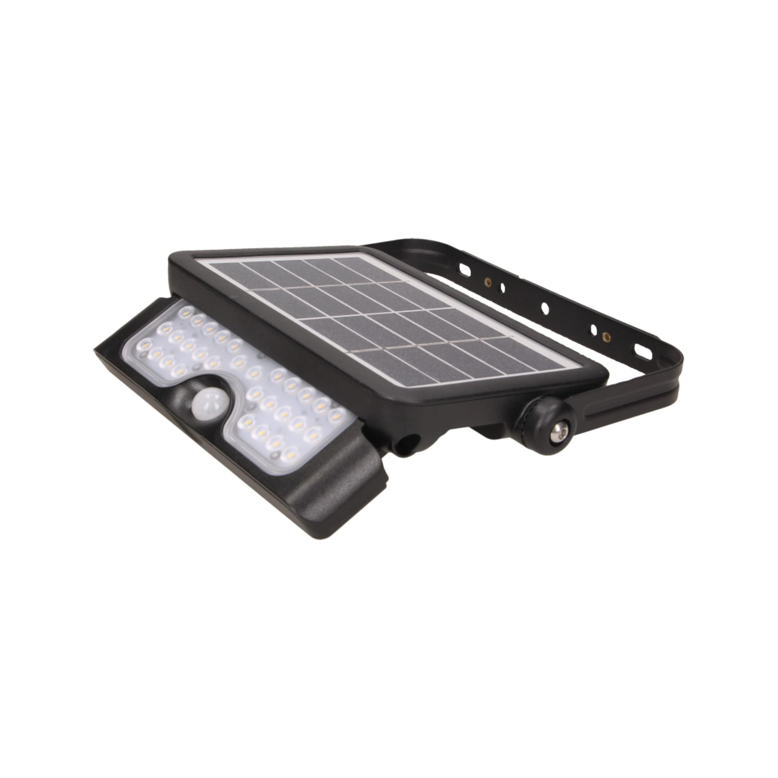 LUX LED 5W, saulės energija varomas prožektorius su judesio jutikliu 500lm, IP65, 4000K, 2x1500mAh, juodas