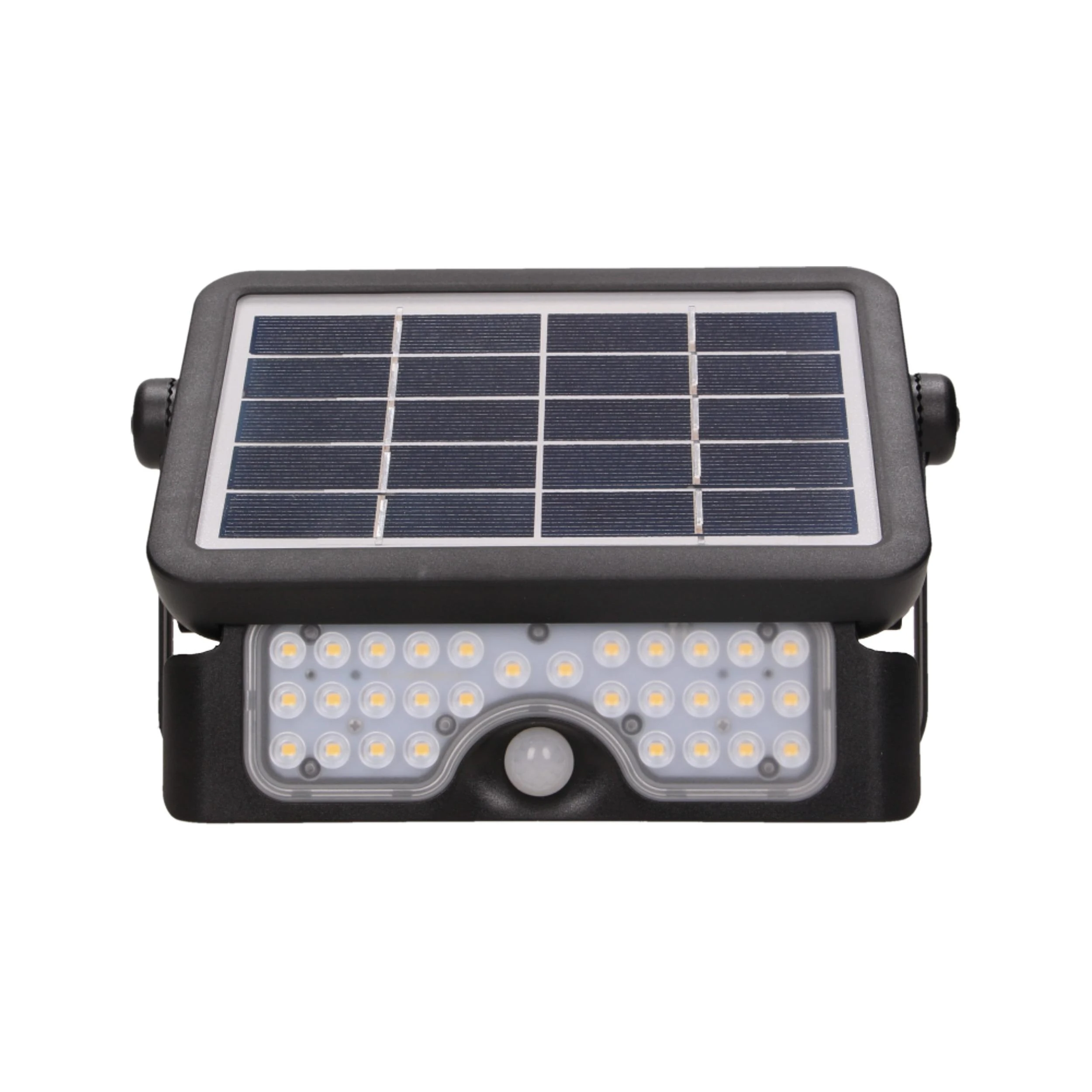LUX LED 5W, saulės energija varomas prožektorius su judesio jutikliu 500lm, IP65, 4000K, 2x1500mAh, juodas