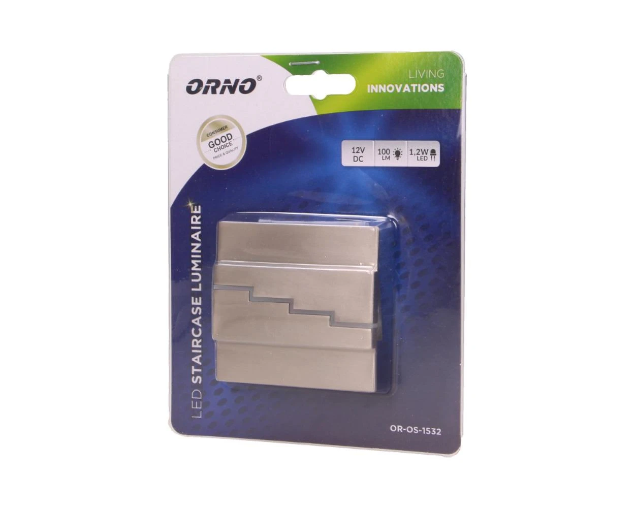 Orno LYNX LED 1.2W, paviršinis laiptų šviestuvas, 12V DC, 100lm, 3000K, satinas