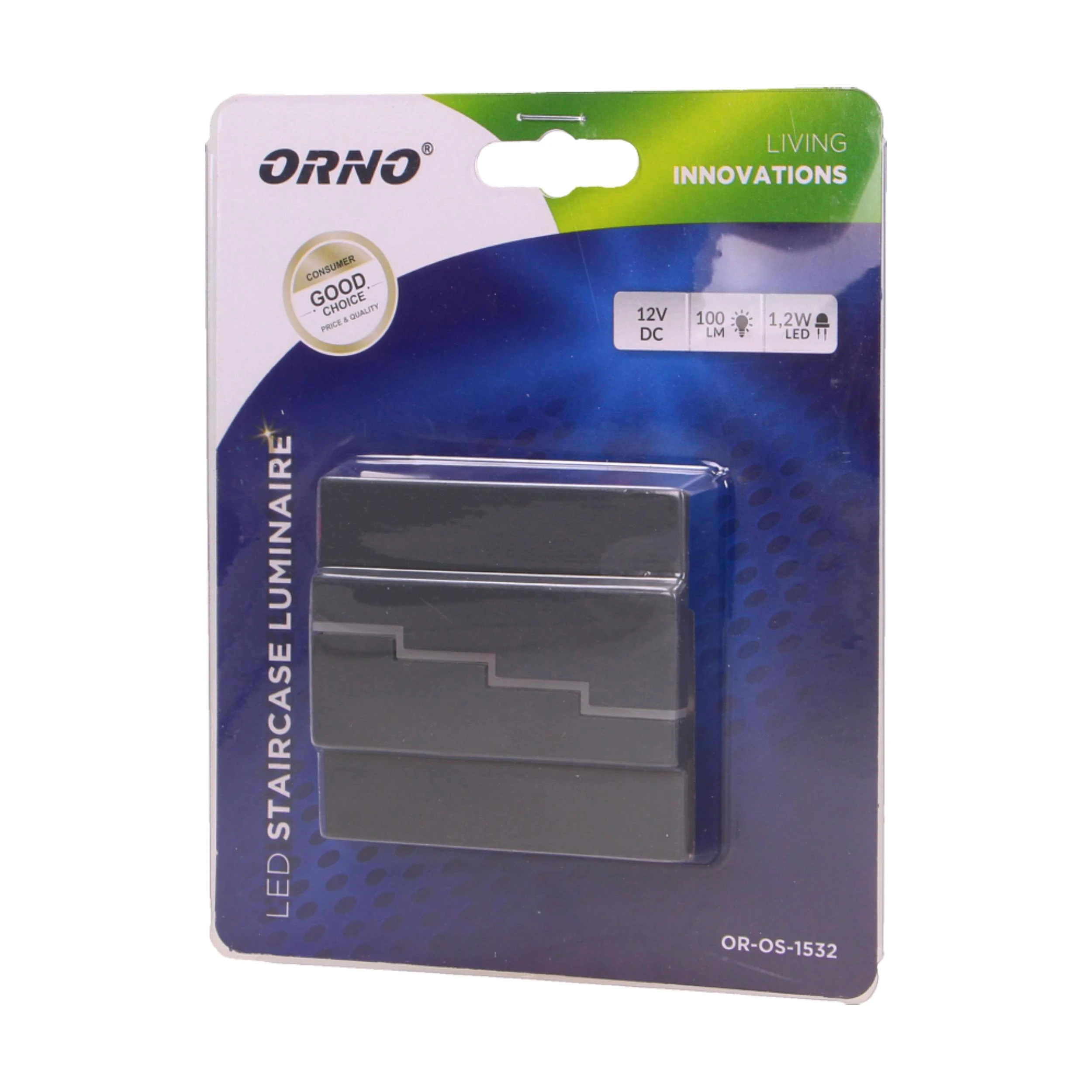 Orno LYNX LED 1.2W, paviršinis laiptinės šviestuvas, 12V DC, 100lm, 3000K, grafito spalvos