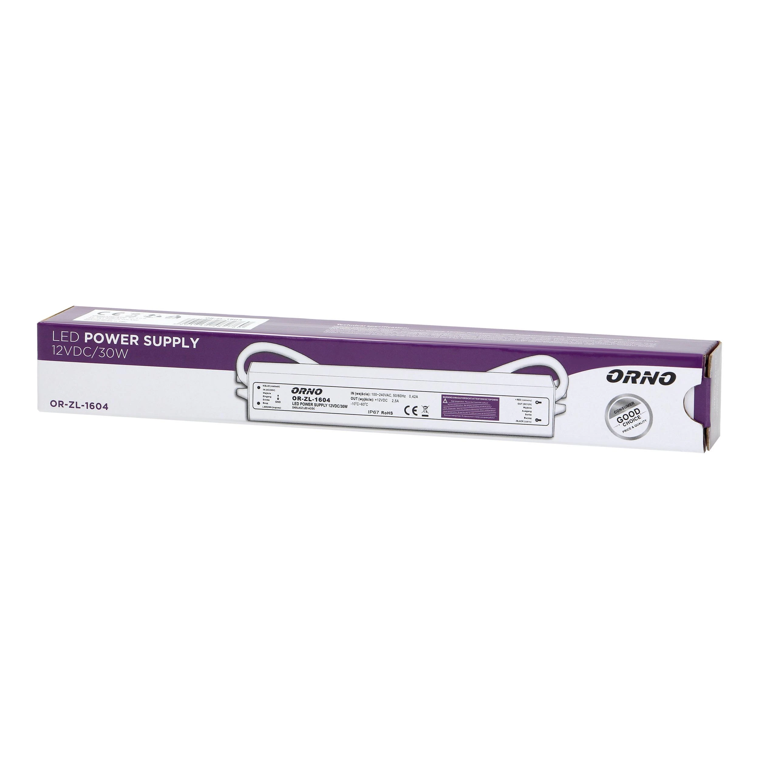 Orno Maitinimo šaltinis LED maitinimo šaltinis 12 VDC 30 W, IP67