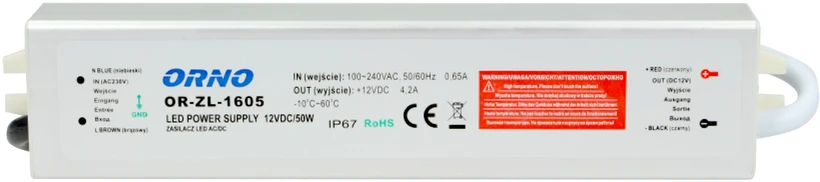 Orno Maitinimo šaltinis LED maitinimo šaltinis 12 VDC 50 W, IP67