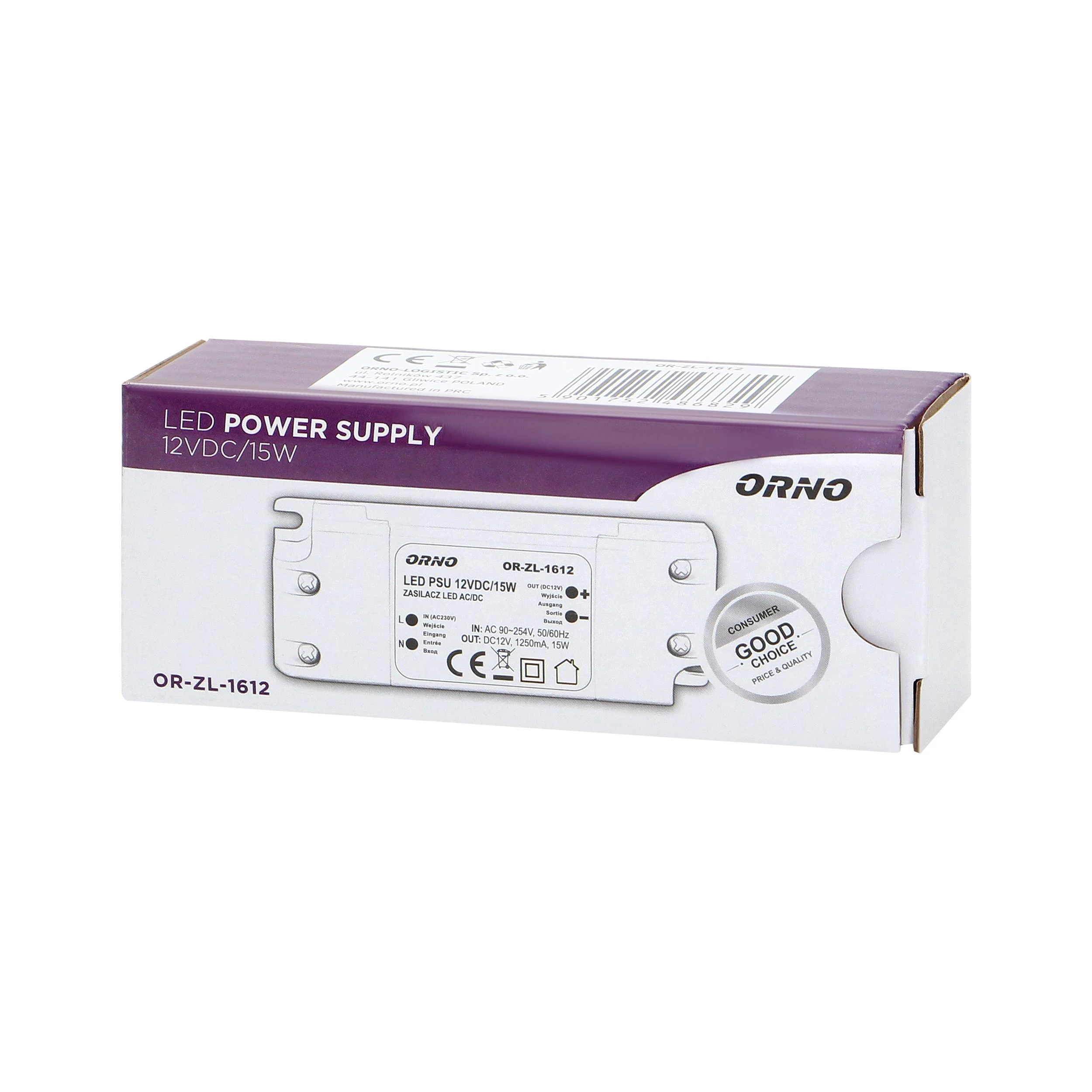 Orno Maitinimo šaltinis LED maitinimo šaltinis 12 VDC 15 W, IP20