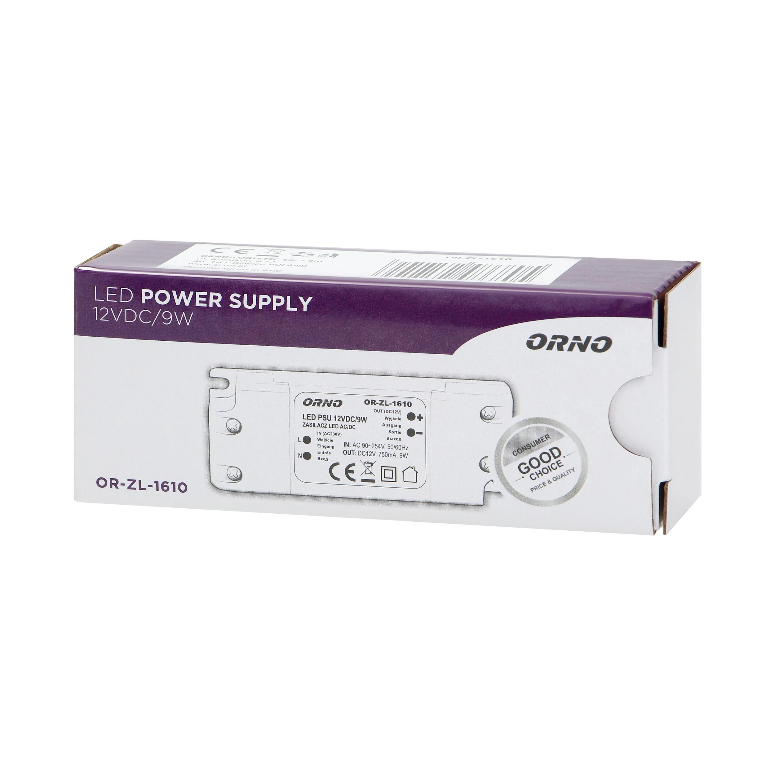 Orno Maitinimo šaltinis LED maitinimo šaltinis 12 VDC 9 W, IP20
