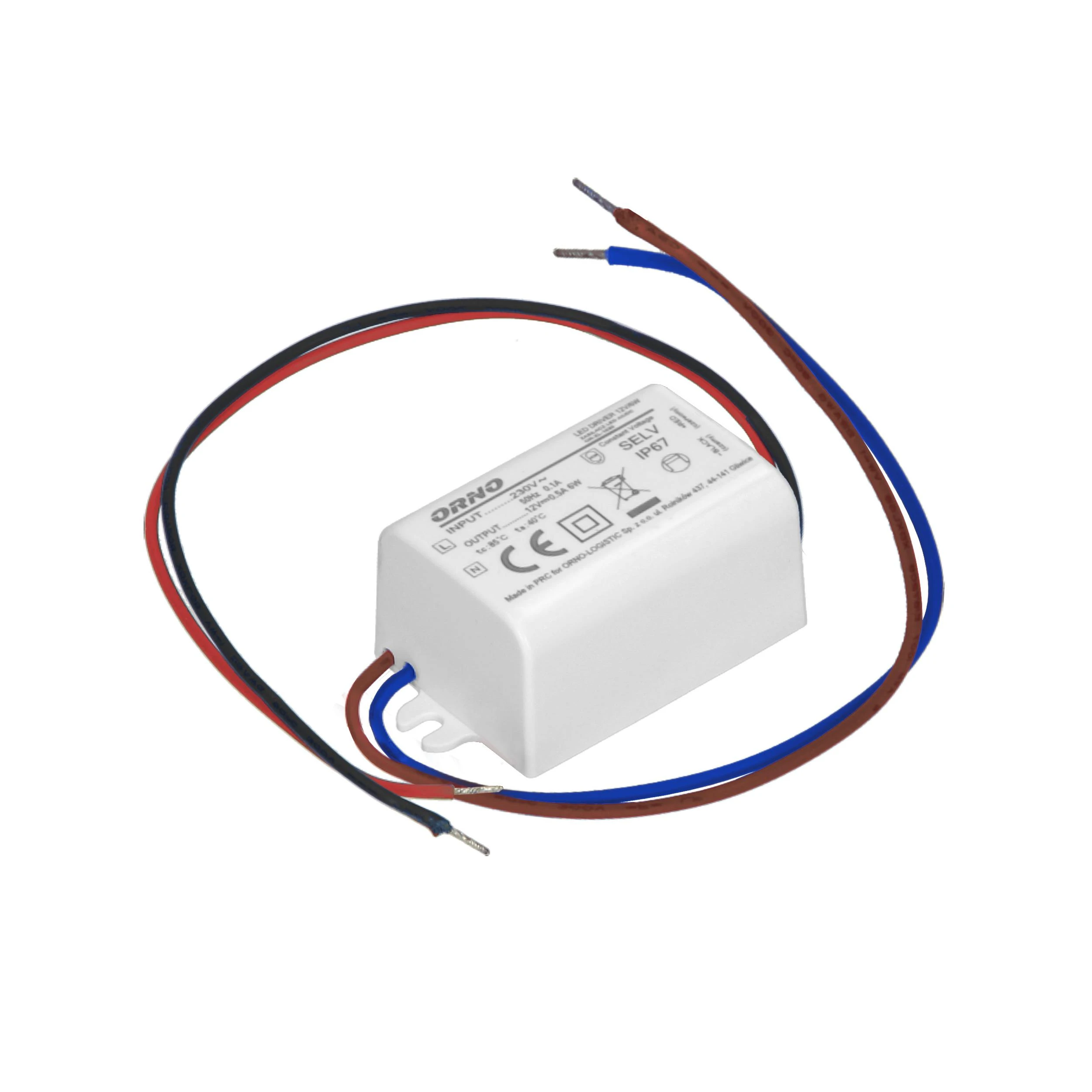 Orno Maitinimo šaltinis MINI LED maitinimo šaltinis dėžutei 12VDC 6W, IP67, 55/29.5/22mm