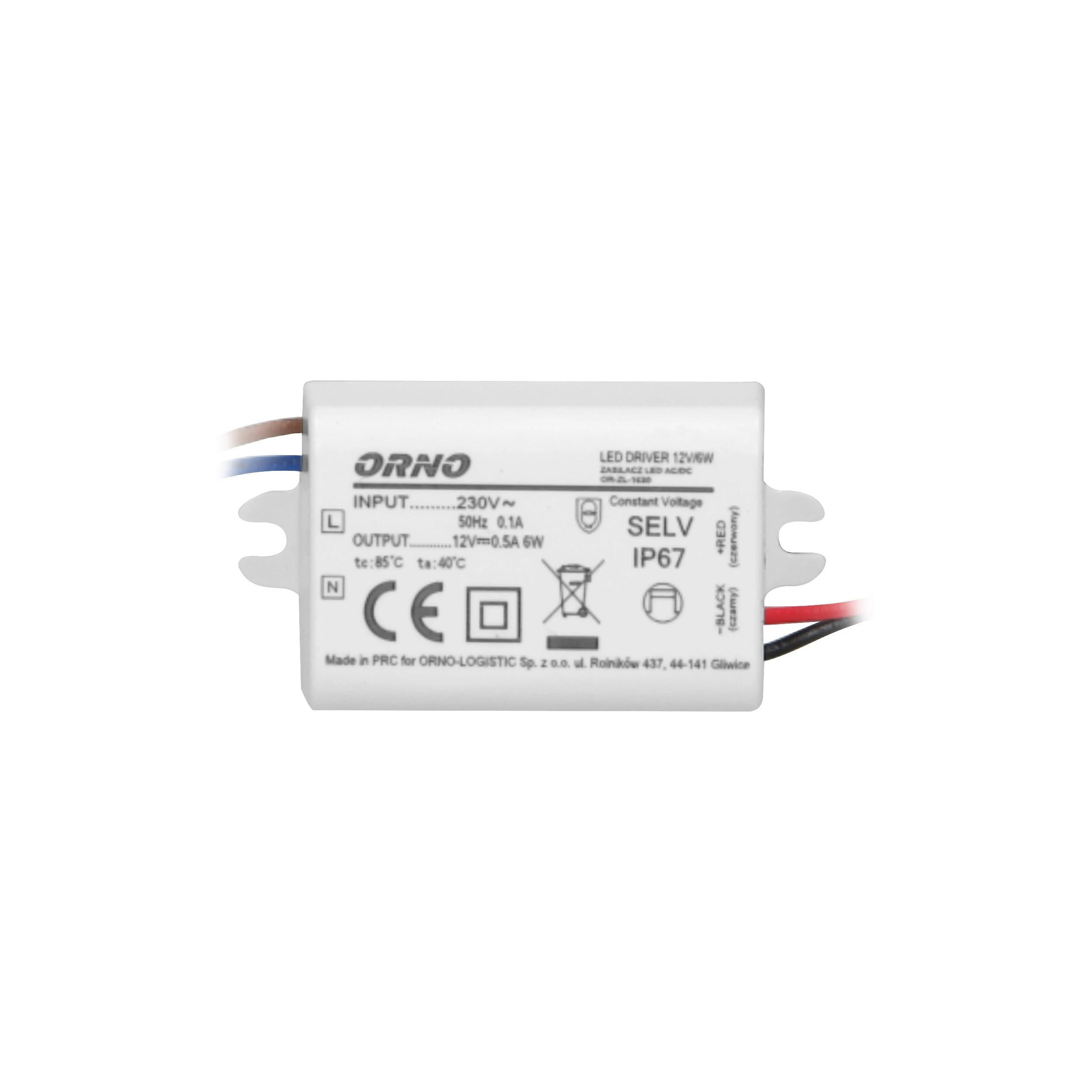 Orno Maitinimo šaltinis MINI LED maitinimo šaltinis dėžutei 12VDC 6W, IP67, 55/29.5/22mm