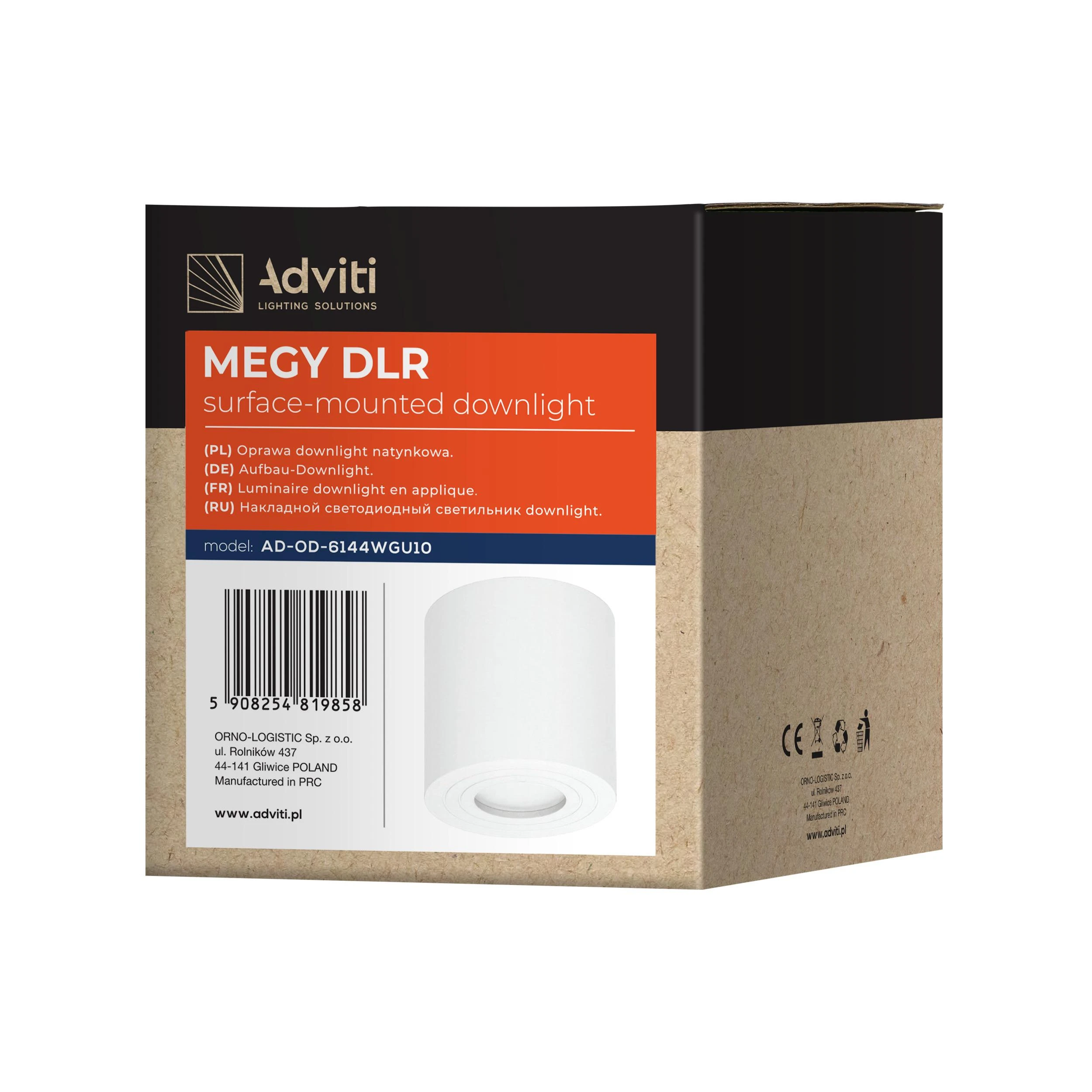 Lubinis šviestuvas Orno MEGY DLR GU10 įleidžiamas šviestuvas, max 7W, IP54, apvalus, baltas, aliuminio