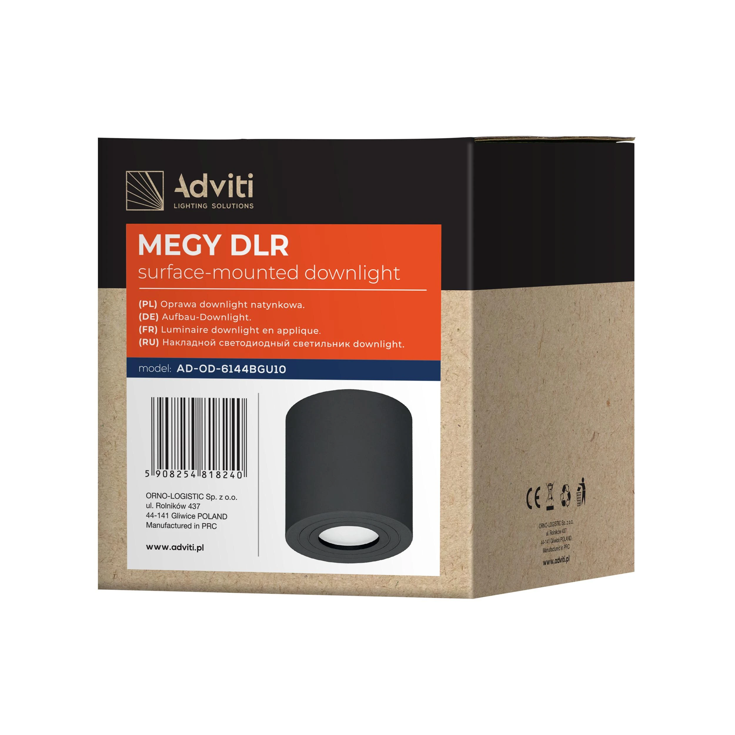 Lubinis šviestuvas Orno MEGY DLR GU10 įleidžiamas šviestuvas, max 7W, IP54, apvalus, juodas, aliuminio