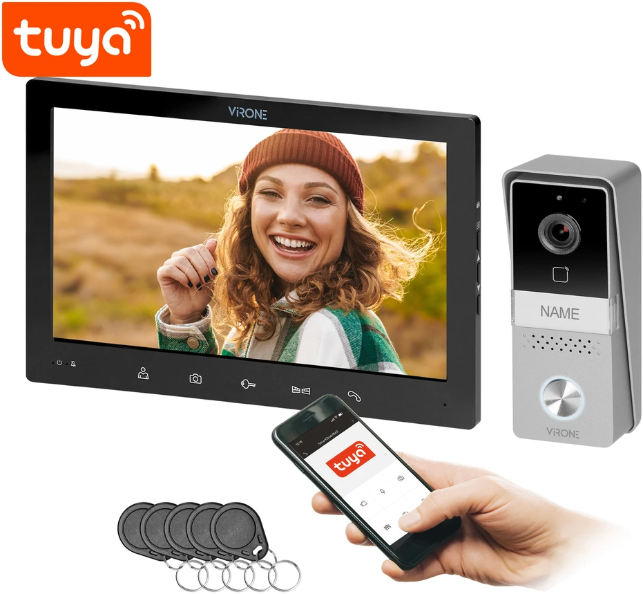 Orno MIDU, nuosavo namo vaizdo domofono rinkinys, 4 laidų, 10", Wi-Fi, jutiklinis skydelis, Full HD, RFID, juoda