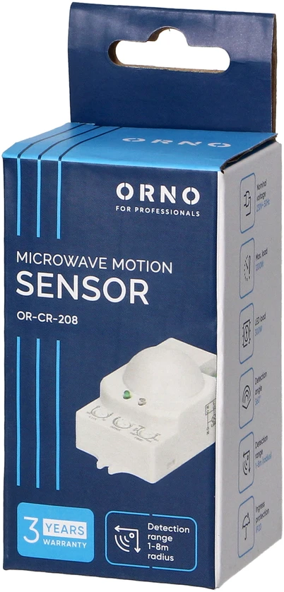 Orno Judesio jutiklis mikrofalowy 5.8GHz 1200W 360° 3-2000lx baltas (OR-CR-208)