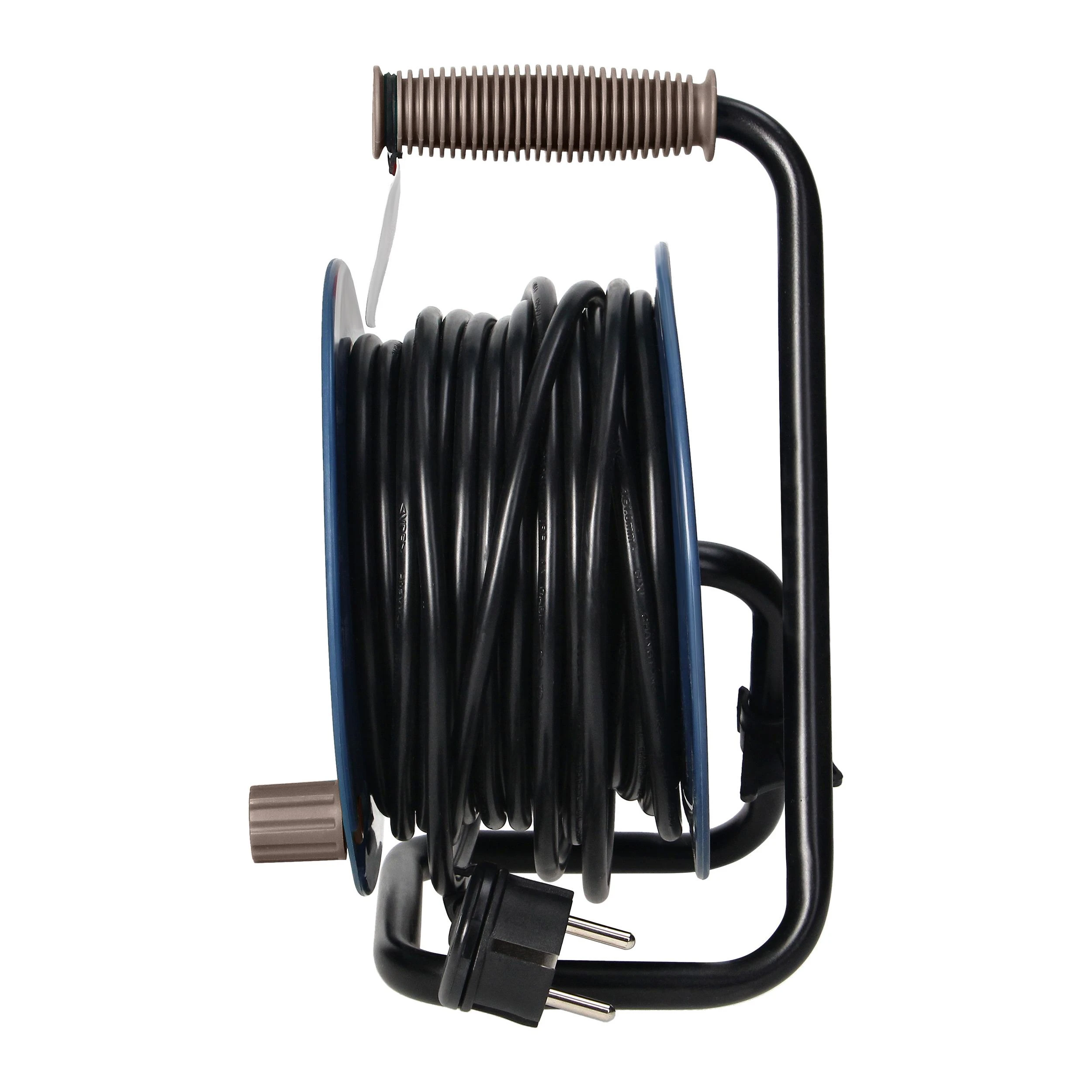 Orno Przedłużacz MINI prailginimo kabelio ritė, 4 lizdai 2P+Z, metalinis stovas, PVC H05VV-F 3x1mm?, ilgis 15m, pilka