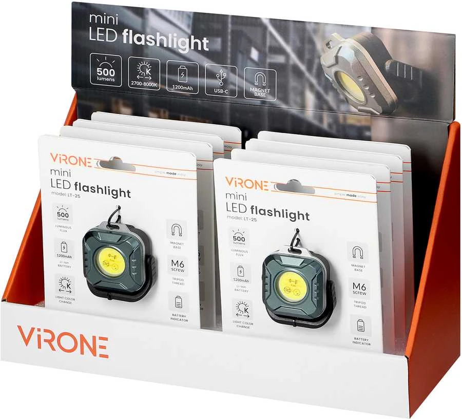 Mini COB LED žibintuvėlis, 500lm, 1200mAh, CCT
