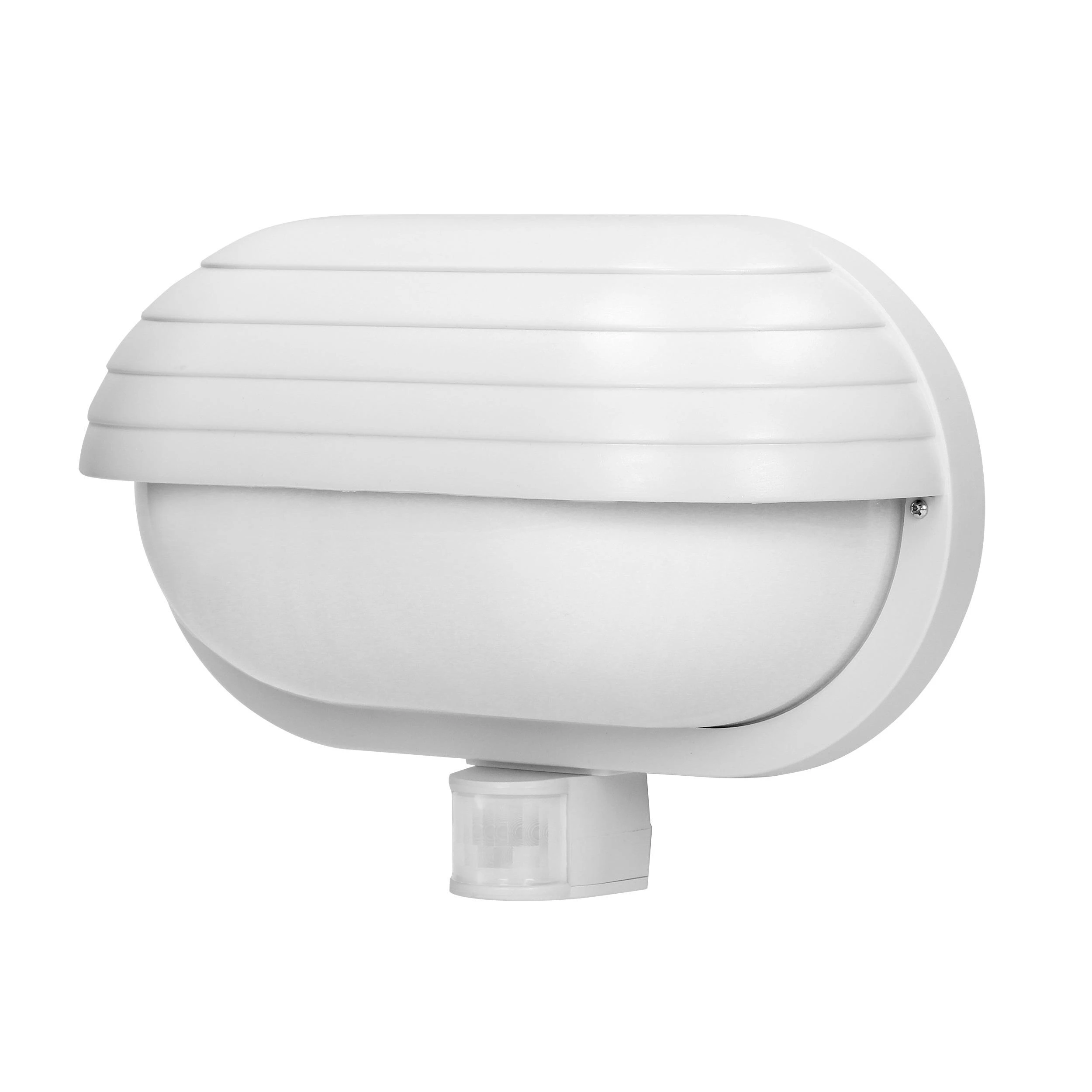 Sieninis šviestuvas Orno MUSAM, sodo šviestuvas su 180° judesio jutikliu, 1x15W, E27, IP44, su sklende, plastikinis, baltas