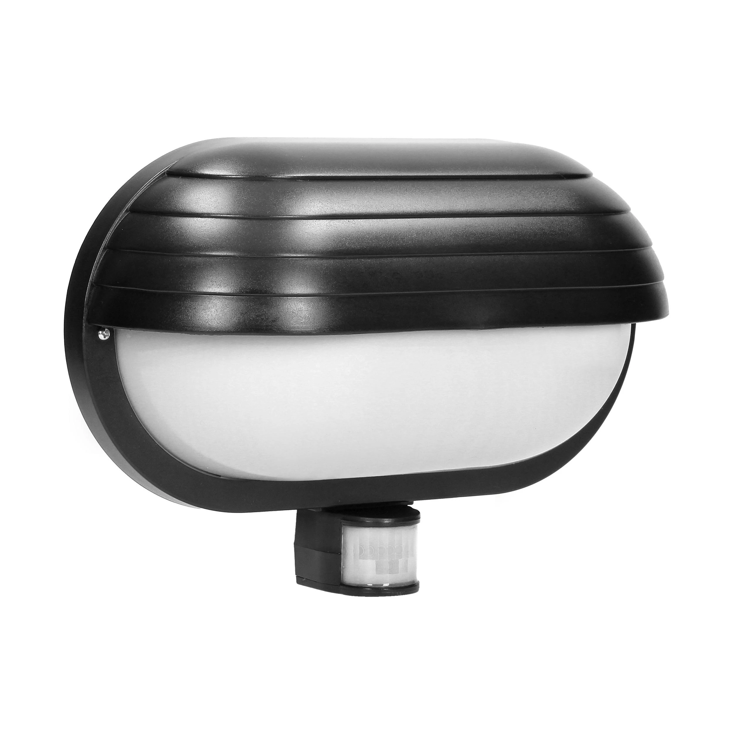 Sieninis šviestuvas Orno MUSAM, sodo šviestuvas su 180° judesio jutikliu, 1x60W, E27, IP44, su sklende, plastikinis, juodas