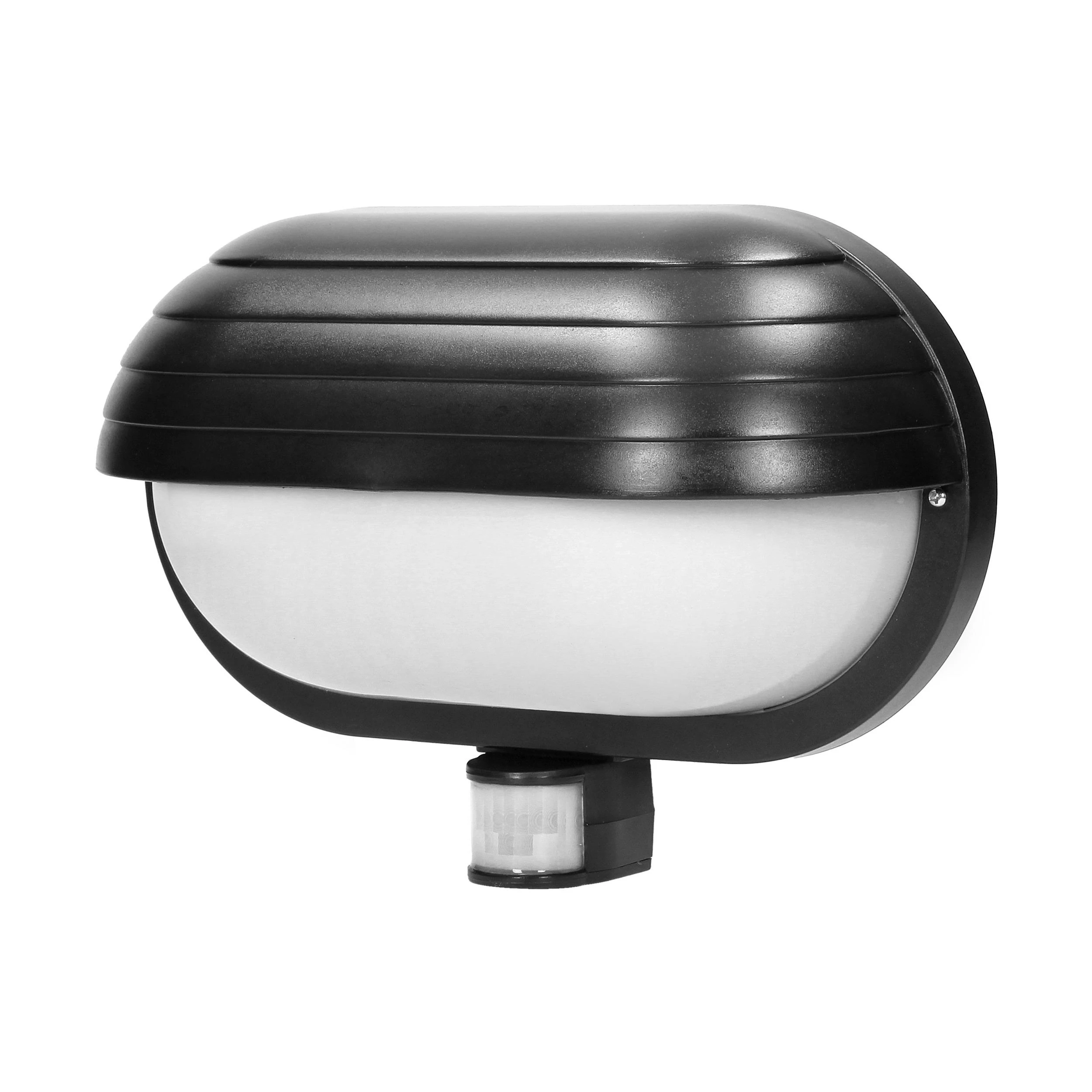 Sieninis šviestuvas Orno MUSAM, sodo šviestuvas su 180° judesio jutikliu, 1x60W, E27, IP44, su sklende, plastikinis, juodas