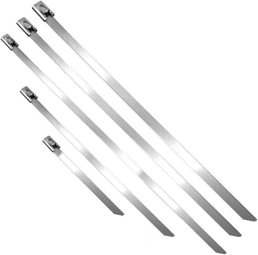 Zestaw Rinkinys Nerūdijančio plieno kabelių raištelių rinkinys, 100 vnt. Į komplektą įeina: 4,6x100 mm - 20 vnt., 4,6x200 mm - 20 vnt., 4,6x300 mm - 20 vnt., 7,9x300 mm - 20 vnt., 10x300 mm - 20 vnt.