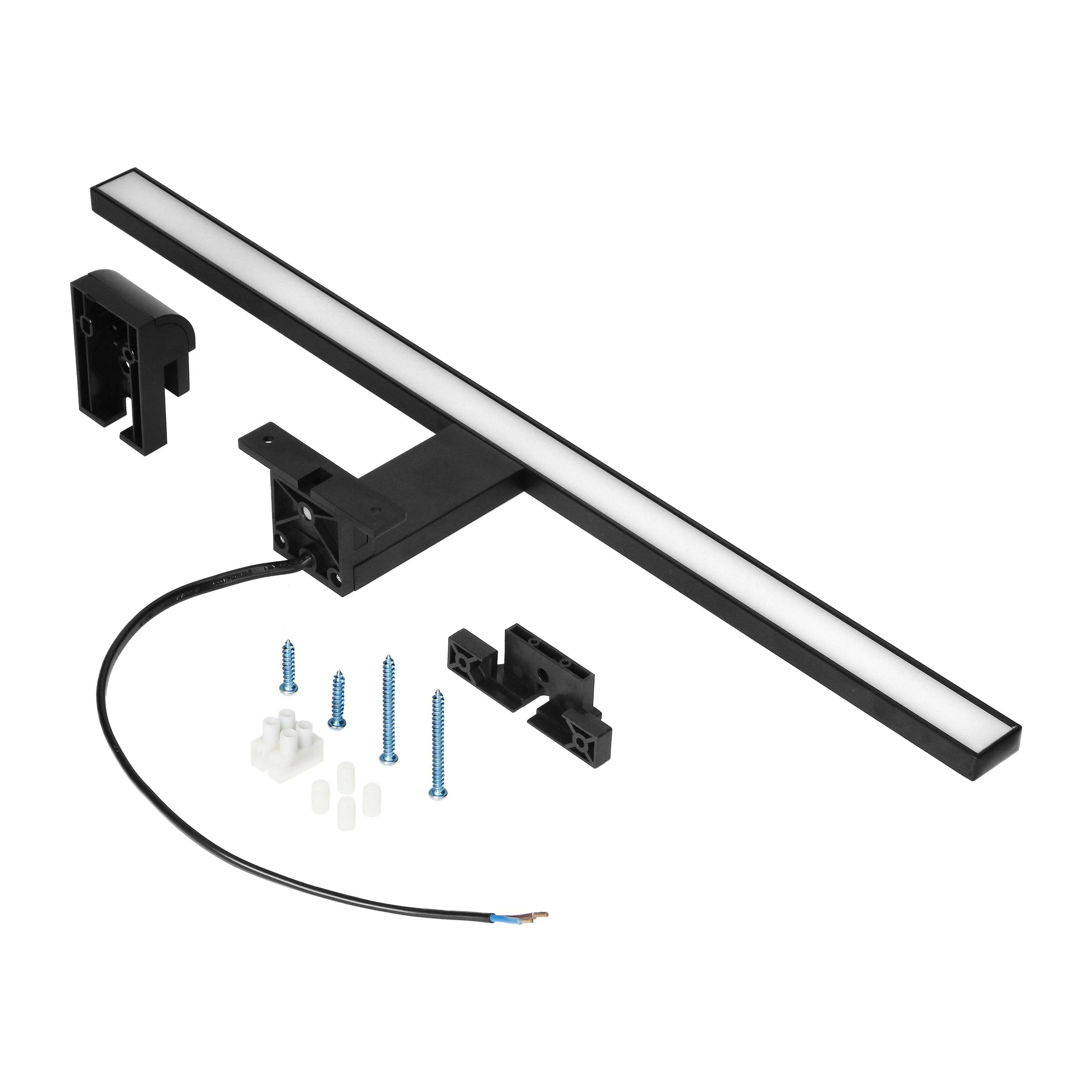 Lubinis šviestuvas Orno NORTES LED 12W, veidrodinis šviestuvas, 900lm, 4000K, ilgis 50 cm, aliuminis, juodas