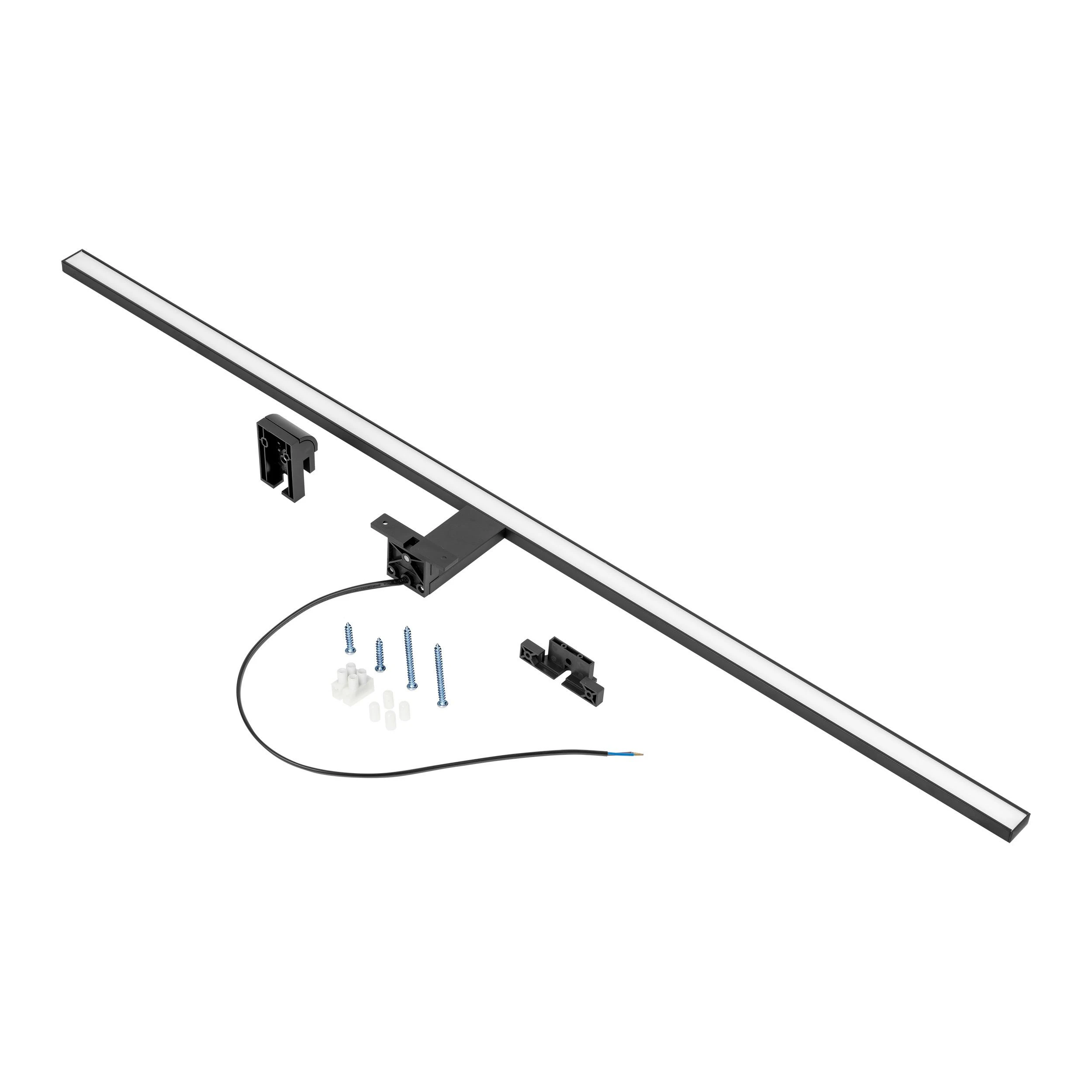 Lubinis šviestuvas Orno NORTES LED 18W, veidrodinis šviestuvas, 1600lm, 4000K, ilgis 100 cm, aliuminis, juodas