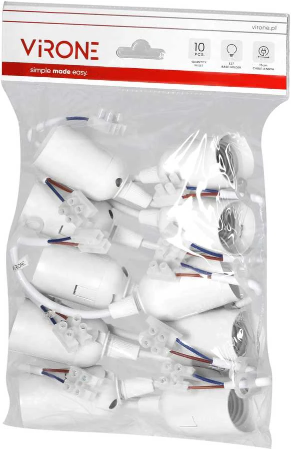 Orno Baltos E27 remonto lizdai, 10 vnt. rinkinys