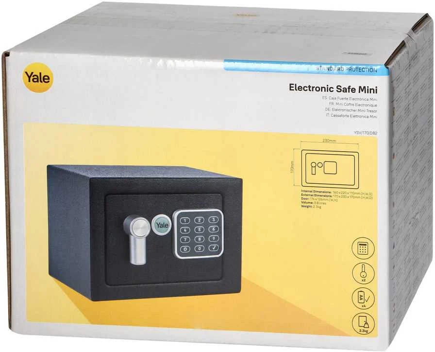 Yale YSV/170/DB2 Laisvai stovintis Seifas 3,8 l Plieninis Juodas