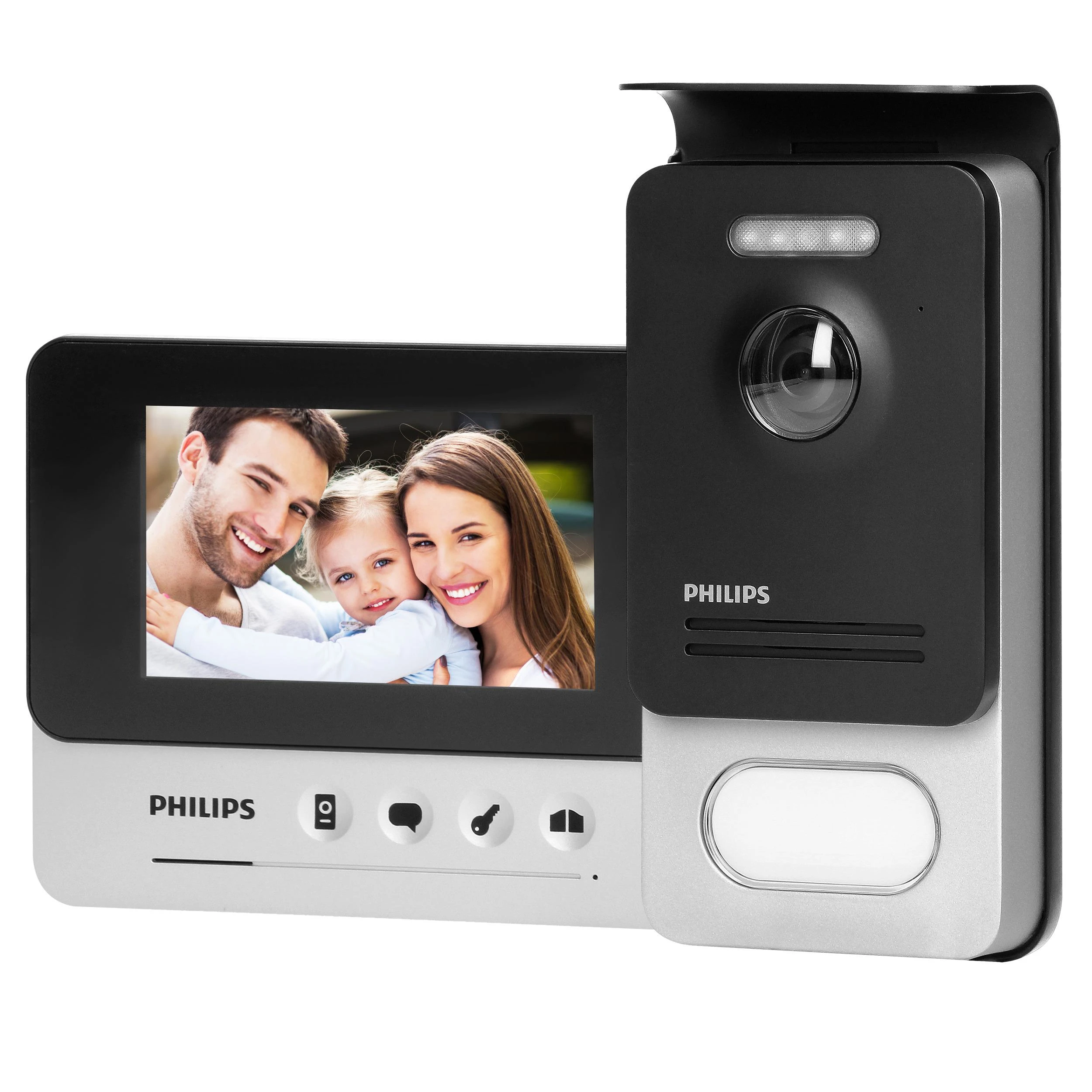Orno „Philips WelcomeEye Compact“, vaizdo domofono rinkinys, laisvų rankų įranga, spalvotas, 4,3 colio LCD ekranas, OSD meniu, vartų valdymas