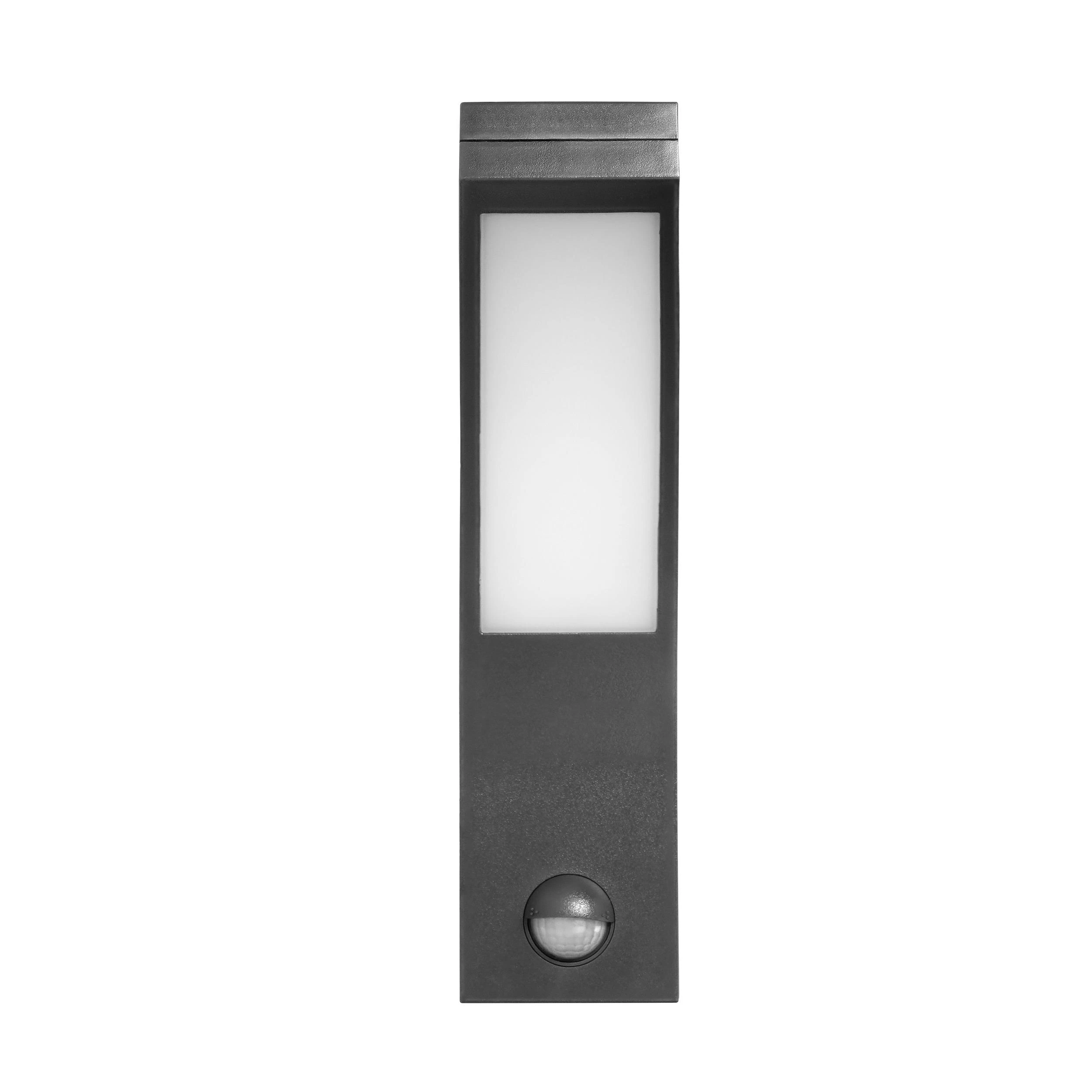 Sieninis šviestuvas Orno Piryt PYRYT LED 10W, sodo šviestuvas su judesio jutikliu 140°, 800lm, IP54, 4000K, pilkas