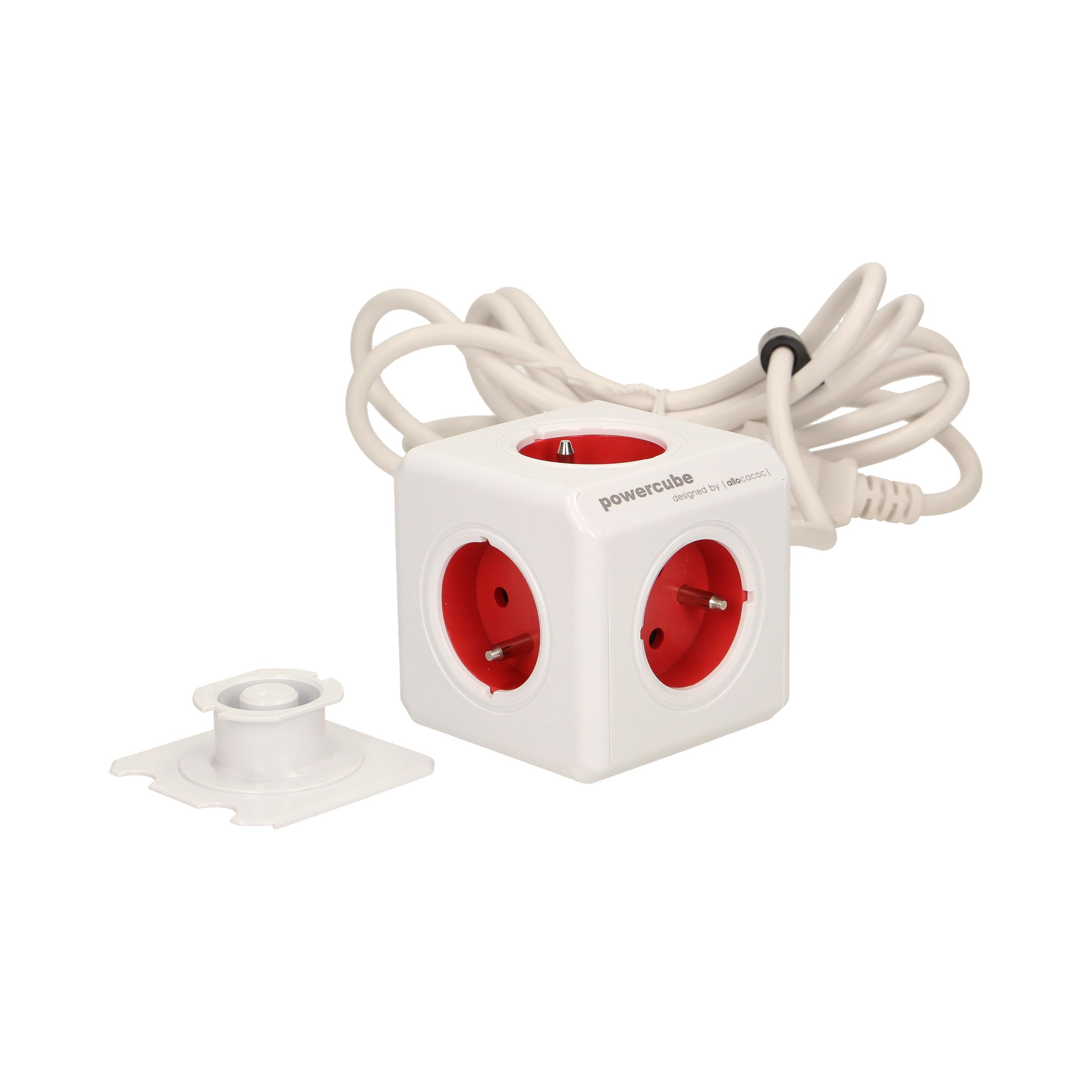 Allocacoc PowerCube Rosso – Prolunga 1,5 M Con 4 Prese 230V