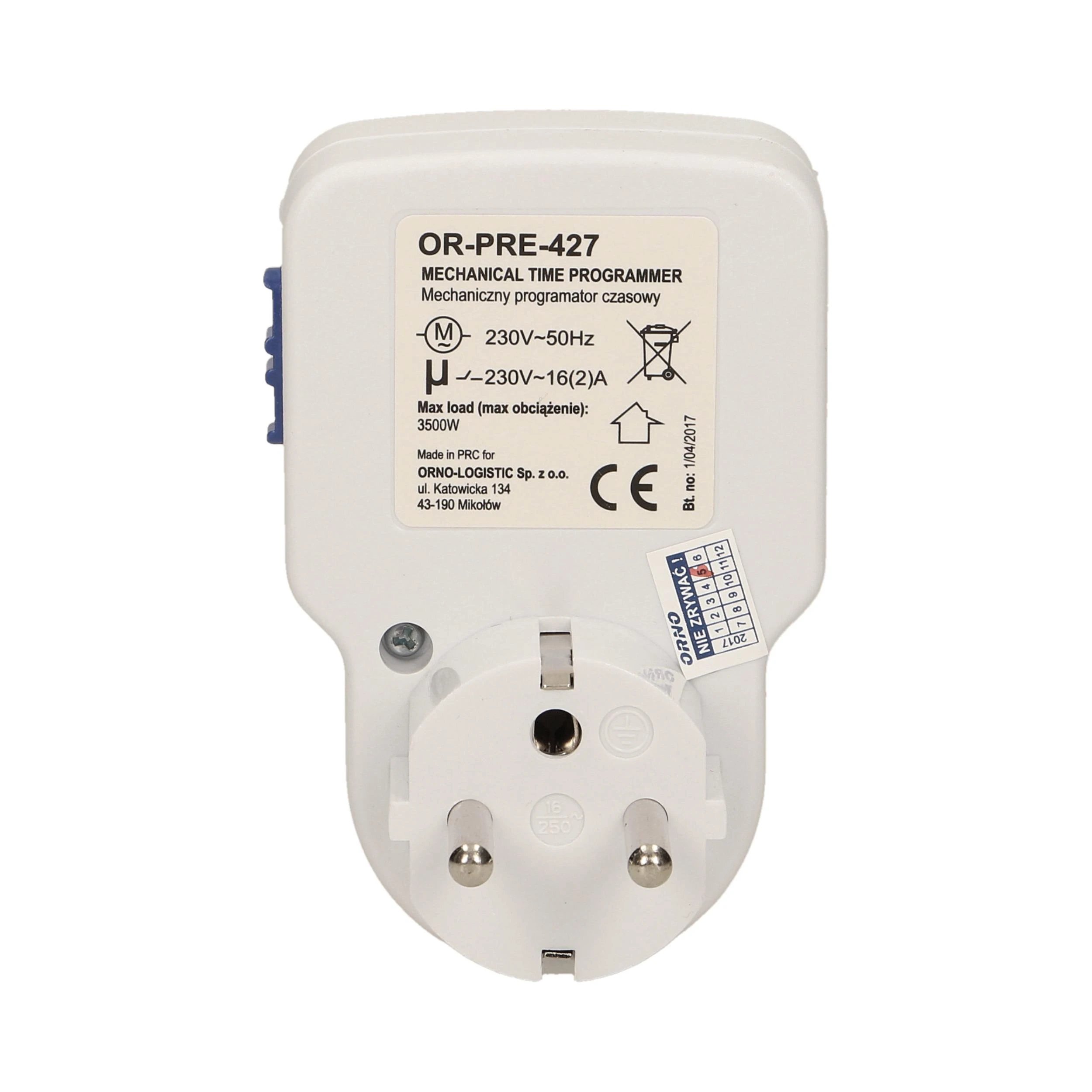 Orno Mini 24 valandų mechaninis laikmatis, 3500 W (OR-PRE-427)