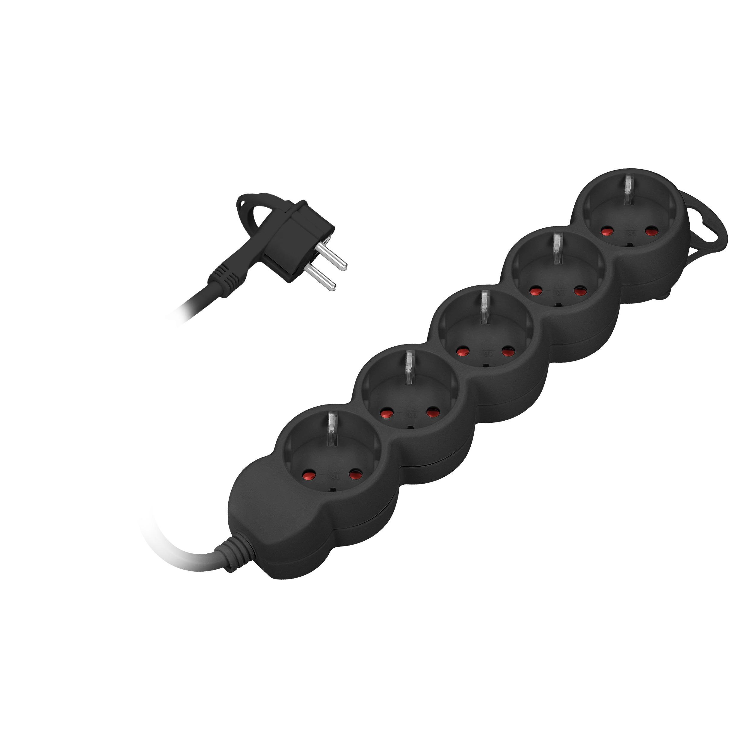 n0n0　0507 Orno 5-jų lizdų prailgintuvas su plokščia kištukine (Schuko), 1,5m