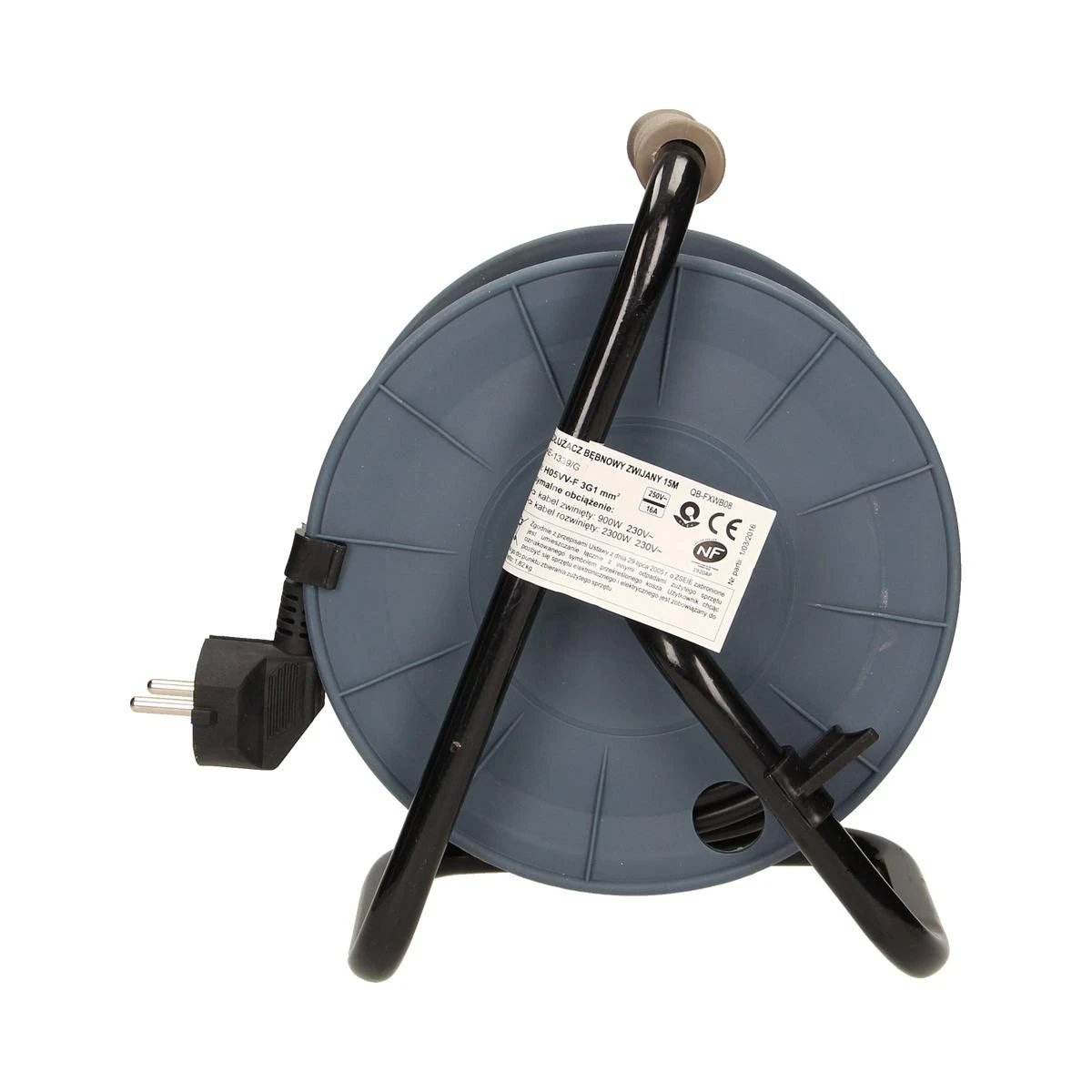 Orno Przedłużacz MINI prailginimo kabelio ritė, 4 lizdai 2P+Z, metalinis stovas, PVC H05VV-F 3x1mm?, ilgis 15m, pilka