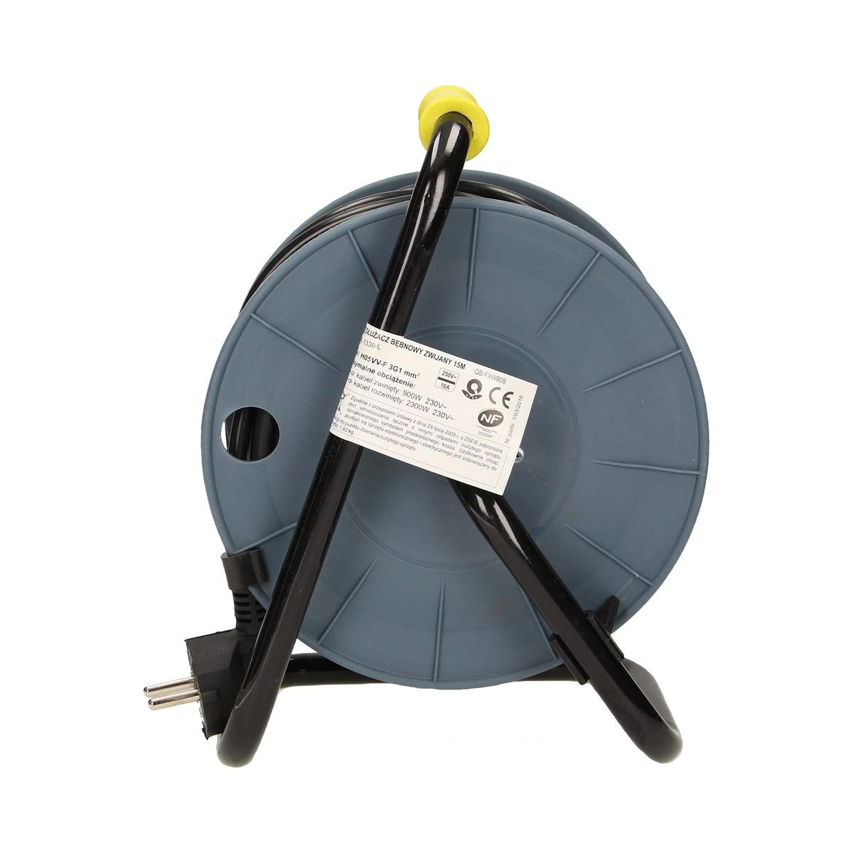 Orno Przedłużacz MINI prailginimo kabelio ritė, 4 lizdai 2P+Z, metalinis stovas, PVC H05VV-F 3x1mm?, ilgis 15m, žalia