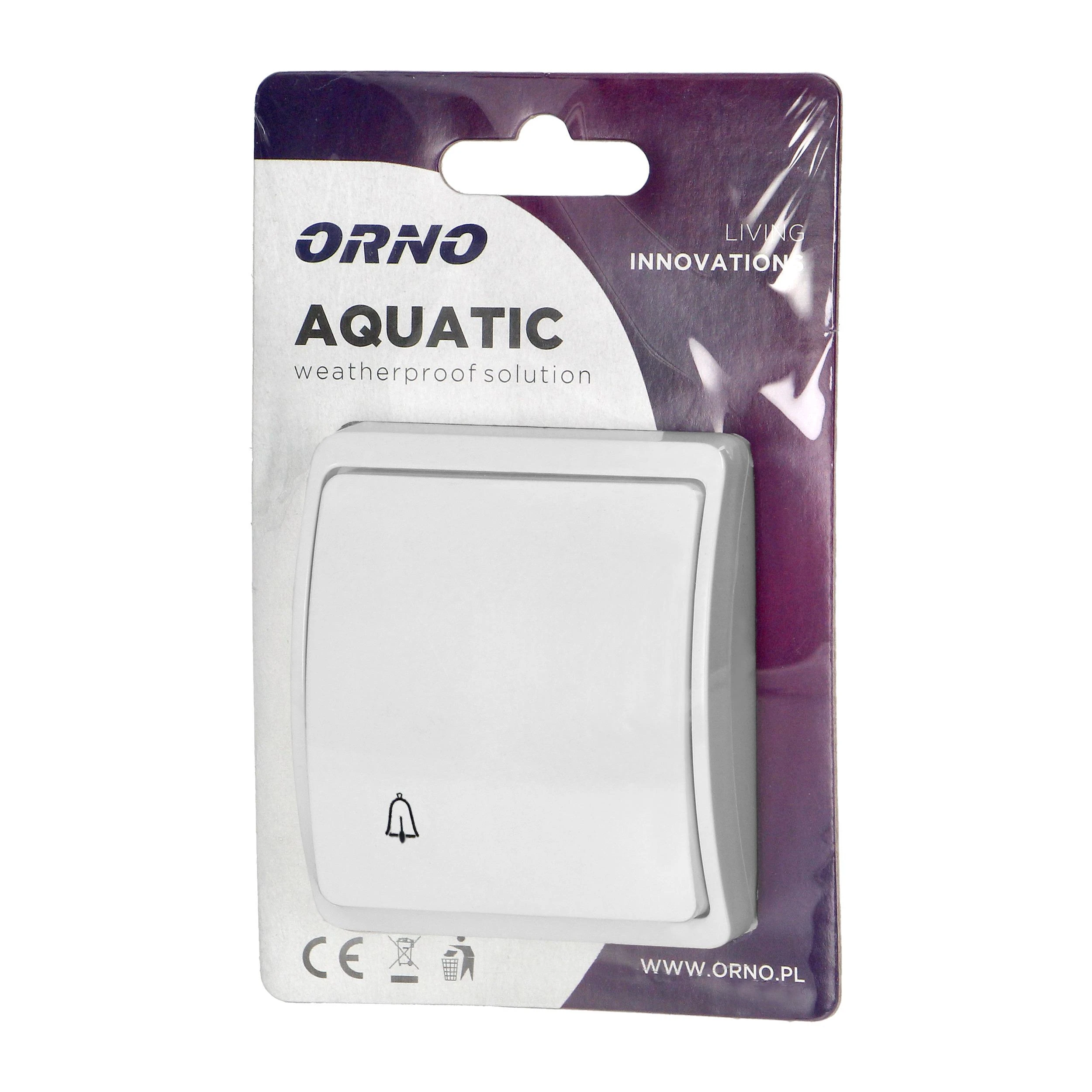 Orno Przycisk AQUATIC skambučio mygtukas, IP44, baltas