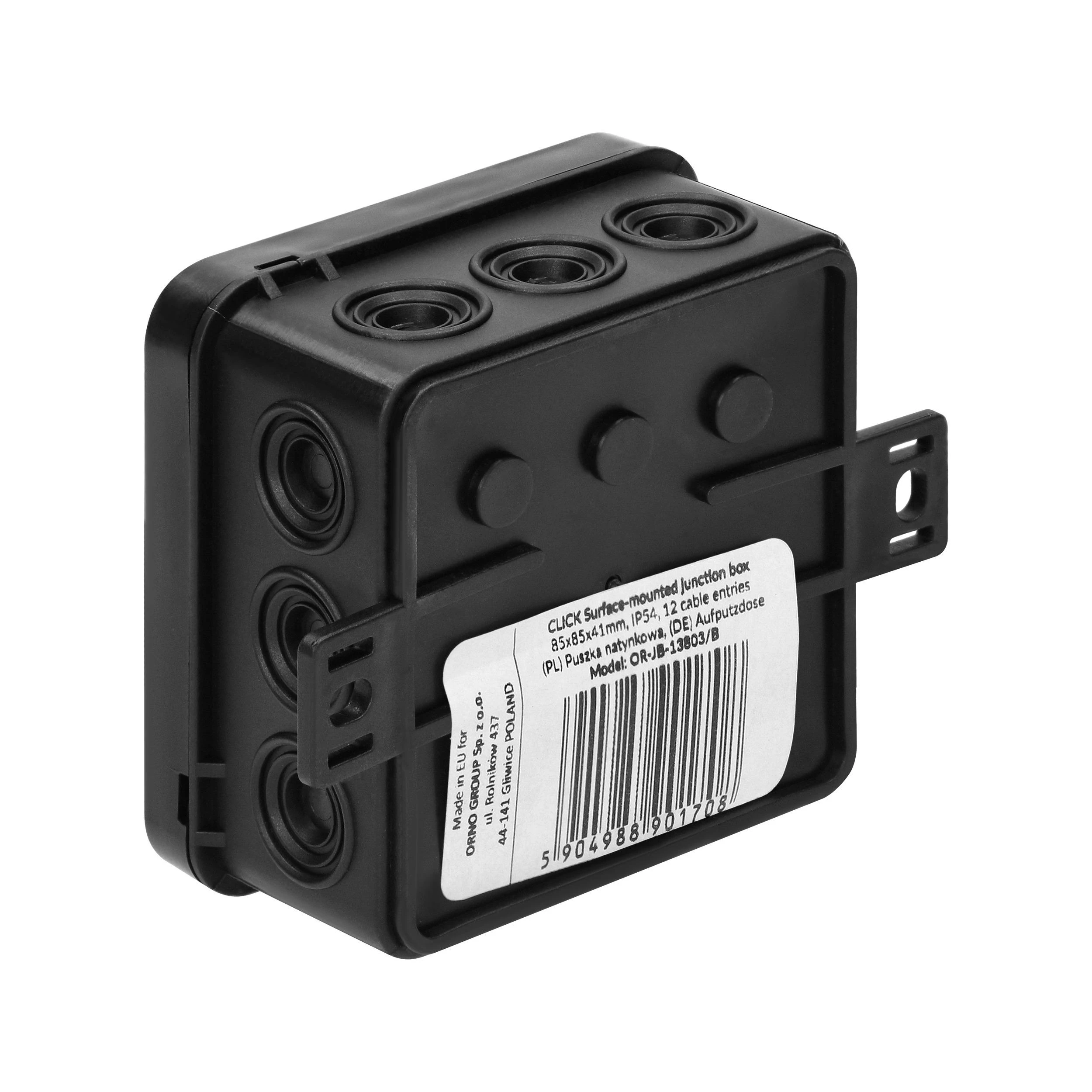 Orno Puszka CLICK skirstomoji dėžutė, IP54, 12 įėjimų, 85x85x41mm, juoda