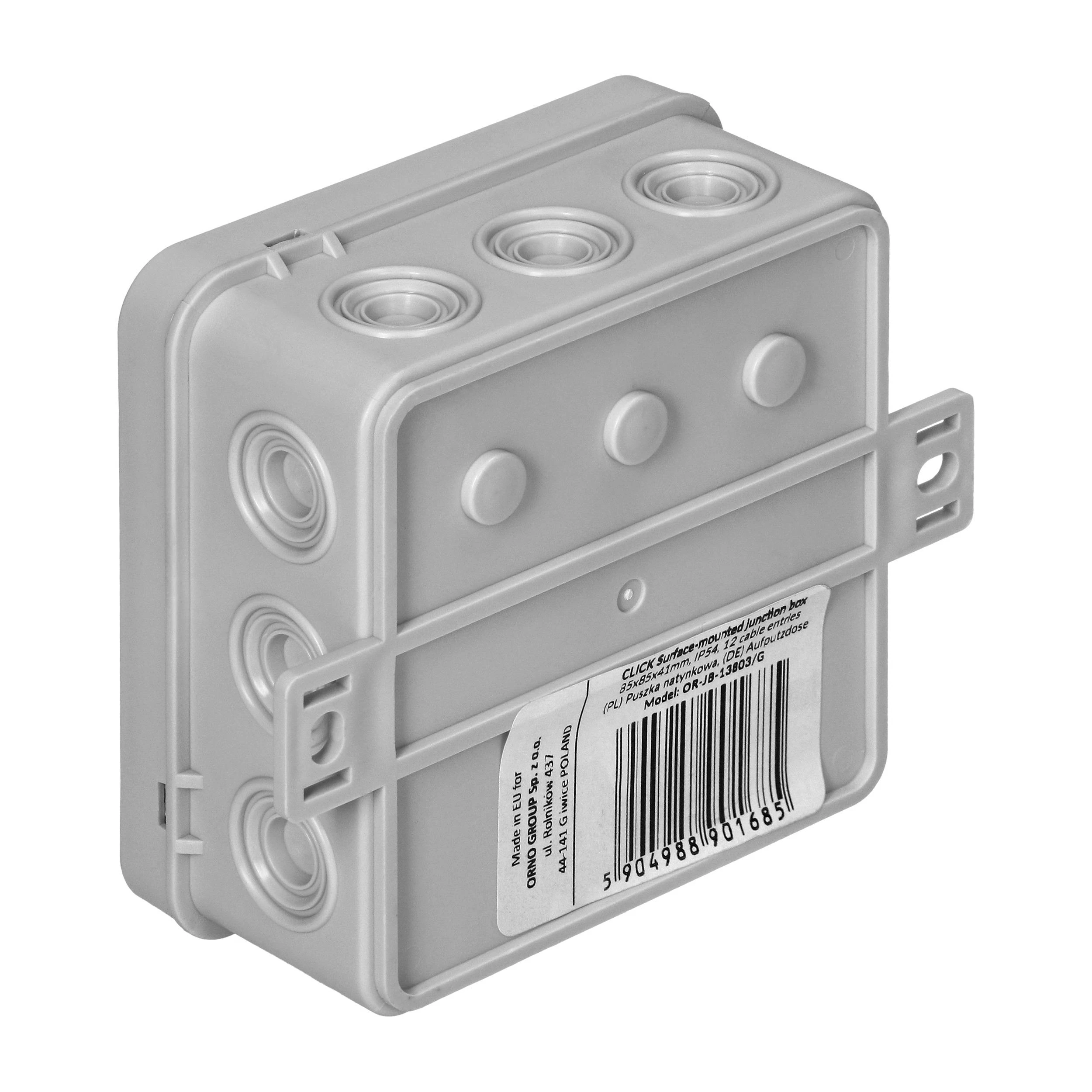 Orno Puszka CLICK skirstomoji dėžutė, IP54, 12 įėjimų, 85x85x41mm, pilka