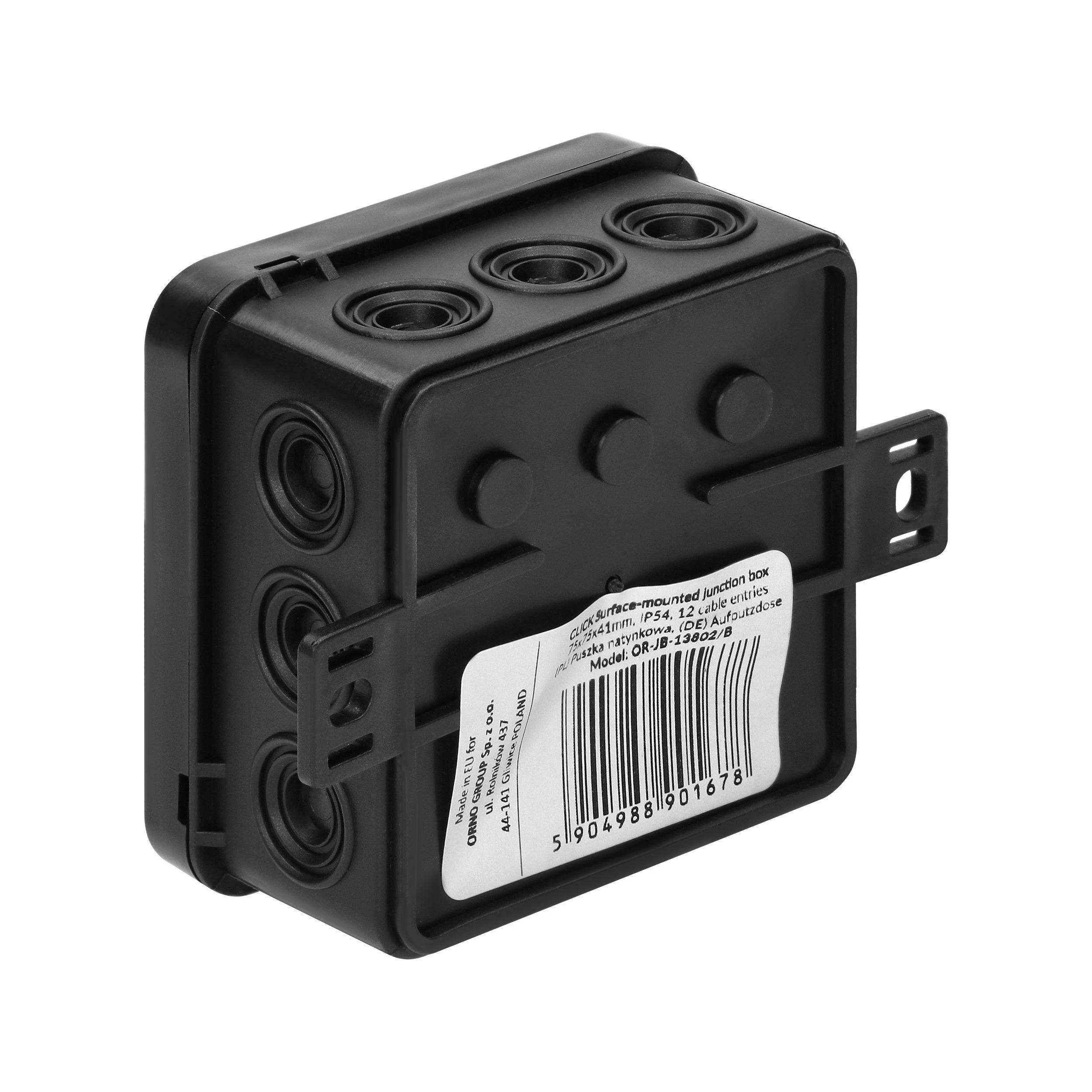 Orno Puszka CLICK skirstomoji dėžutė, IP54, 12 įėjimų, 75x75x41mm, juoda