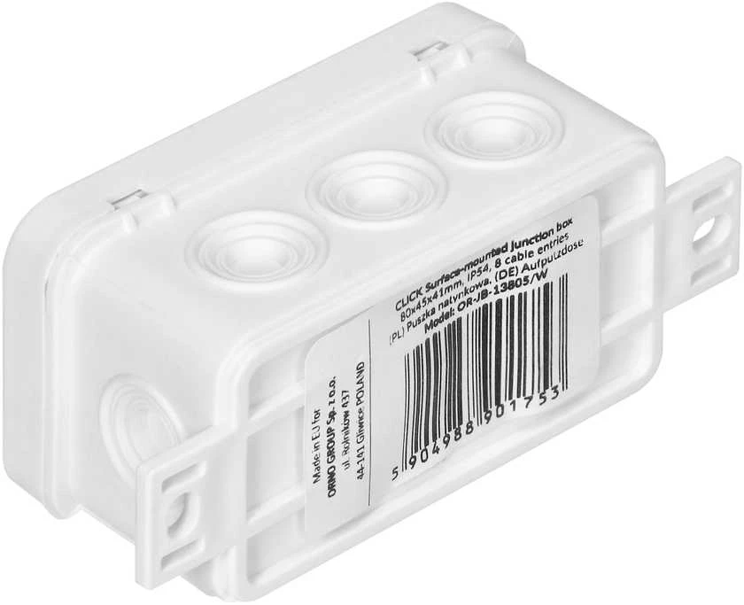 Orno Puszka CLICK skirstomoji dėžutė, IP54, 8 įvadai, 80x45x41mm, balta