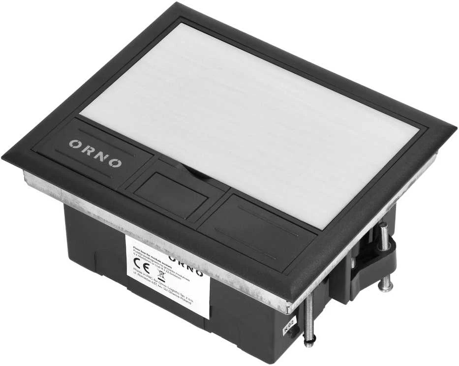 Orno Puszka Grindų dėžutė moduliniams lizdams 4 x 45x45 mm arba 8 x 22,5x45 mm, dangtelis: pagamintas iš natūralios medžiagos, juodas