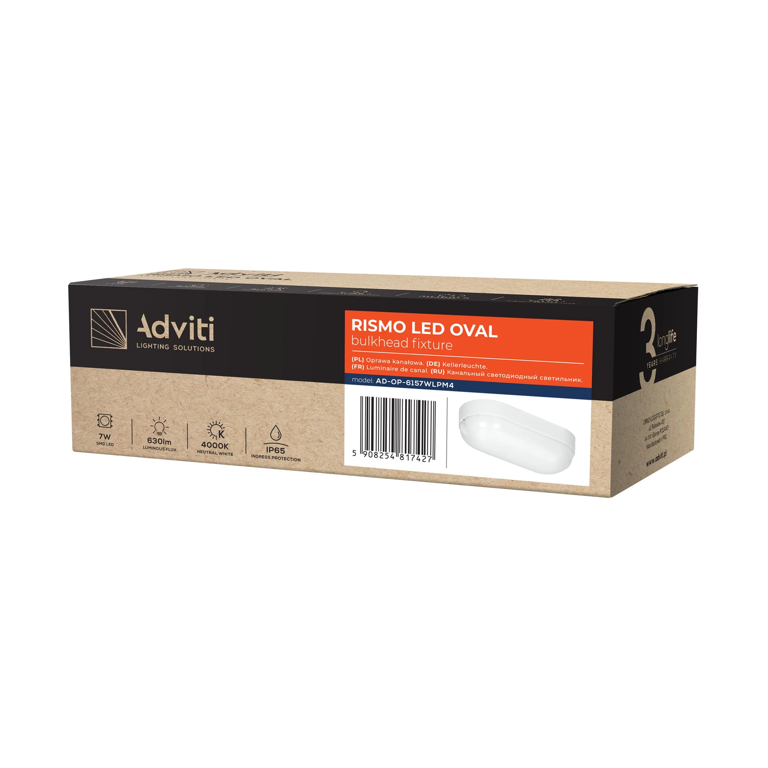 Sieninis šviestuvas ORNO KANALŲ MONTAVIMAS RISMO LED OVALUS 7W,