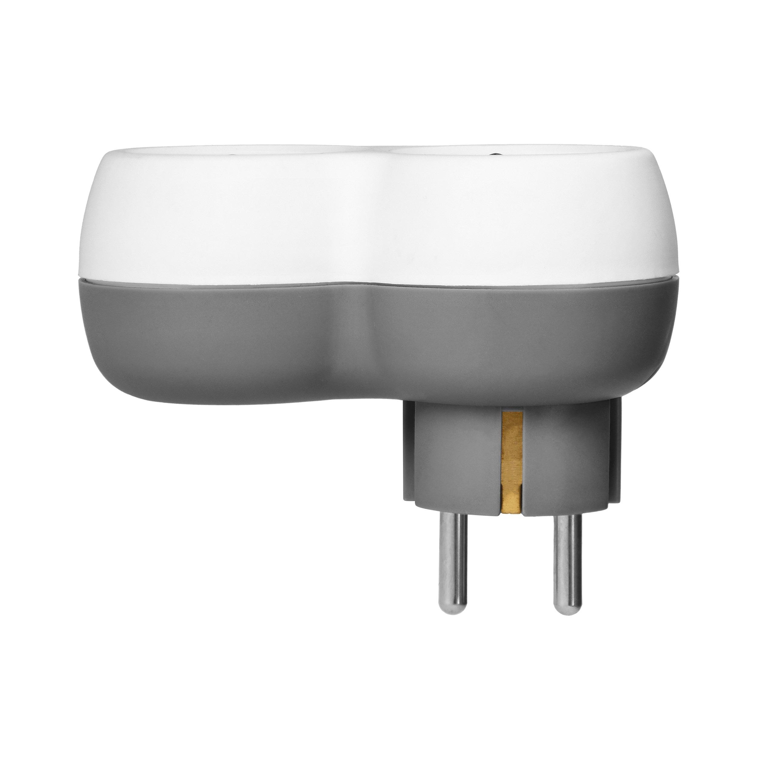 Orno Rozgałęźnik 2P+Z (Schuko) skirstytuvas su 2xUSB įkrovikliu, baltai pilkas