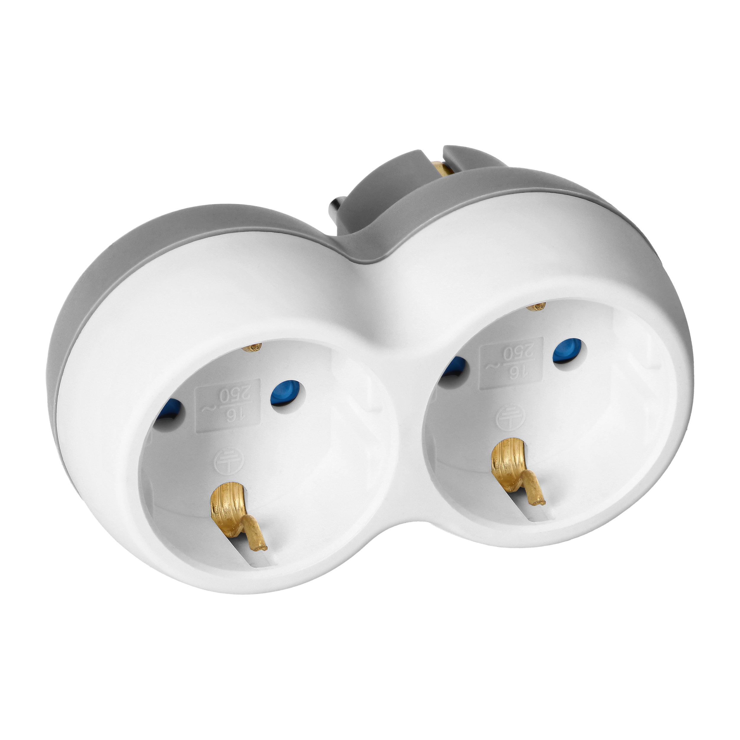 Orno Rozgałęźnik Skirstytuvas 2x2P+Z (Schuko), baltai pilkas