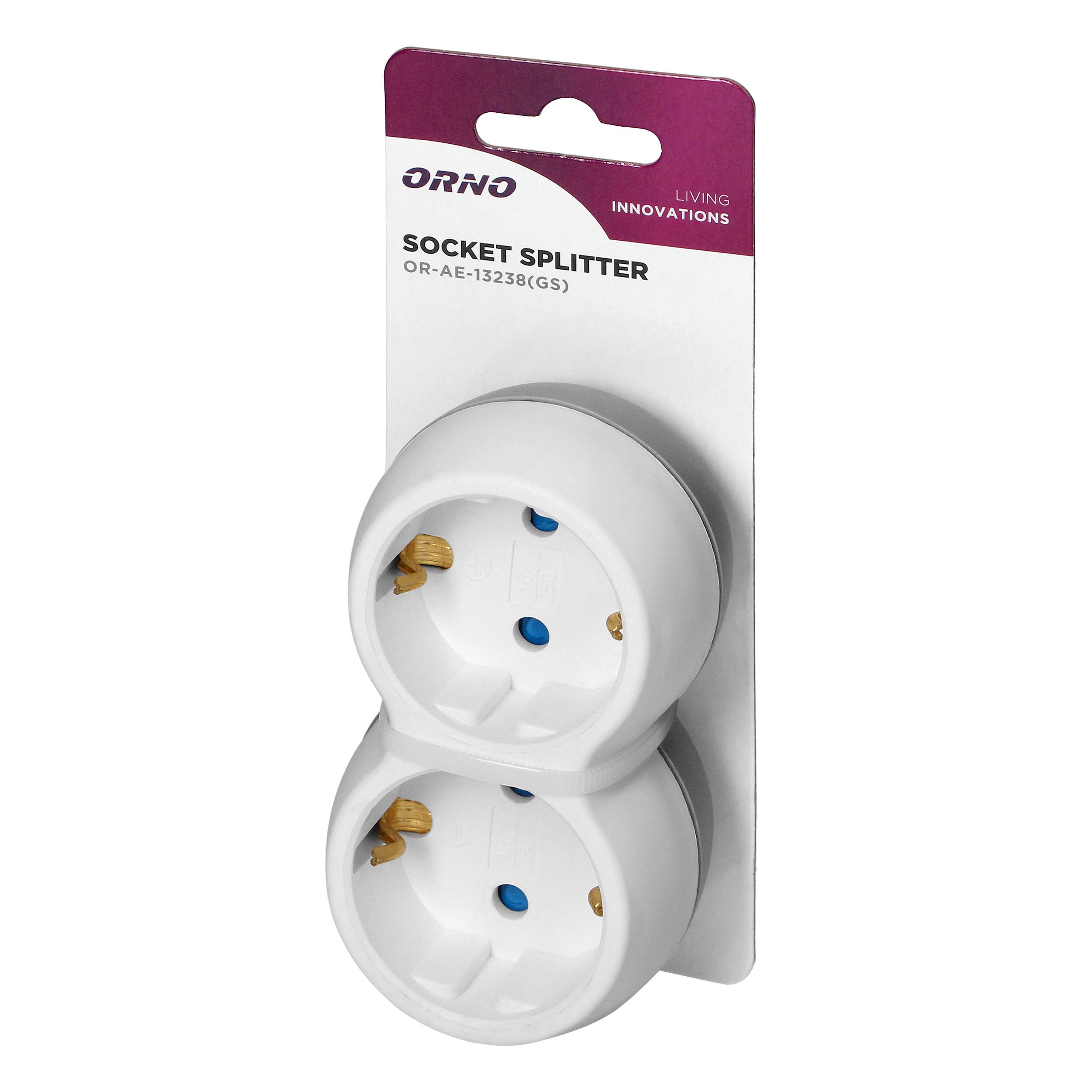 Orno Rozgałęźnik Skirstytuvas 2x2P+Z (Schuko), baltai pilkas