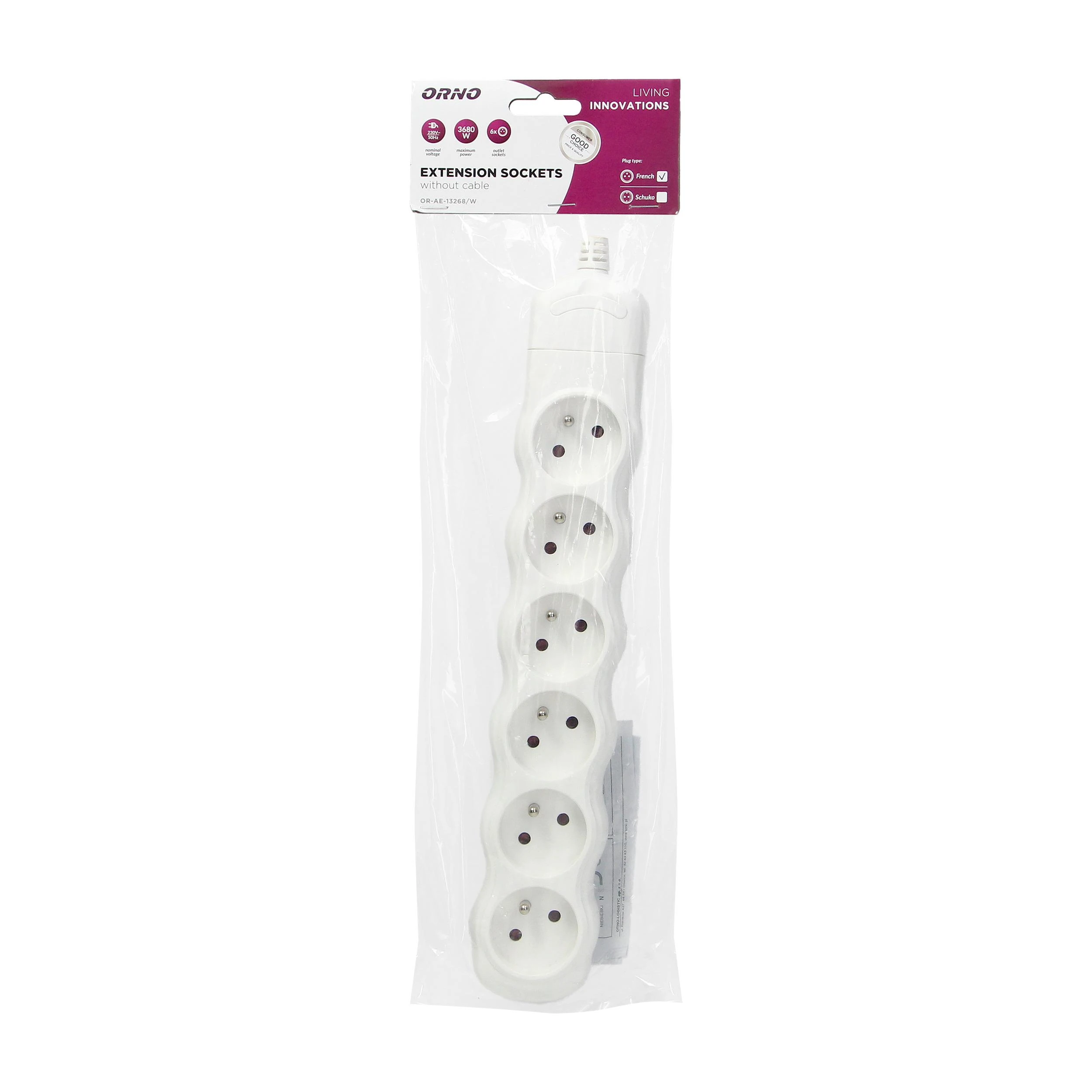 Orno Rozgałęźnik Skirstytuvas 6x2P+Z, baltas