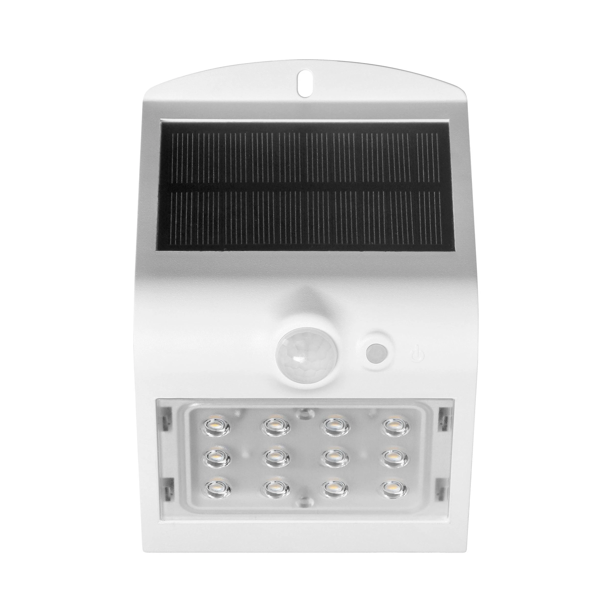 Sieninis šviestuvas Orno SILOE LED 1,5 W, saulės energija varomas šviestuvas su judesio jutikliu 120°, 190 lm, IP65, 4000 K, 1200 mAh, dvigubas šviesos šaltinis, baltas
