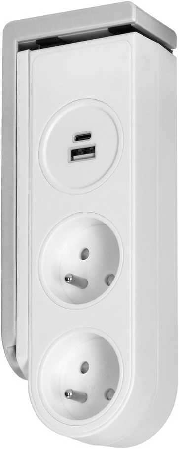 Orno Listwa Stalinis maitinimo lizdas su USB įkrovikliu ir spyruokliniu tvirtinimo spaustuku