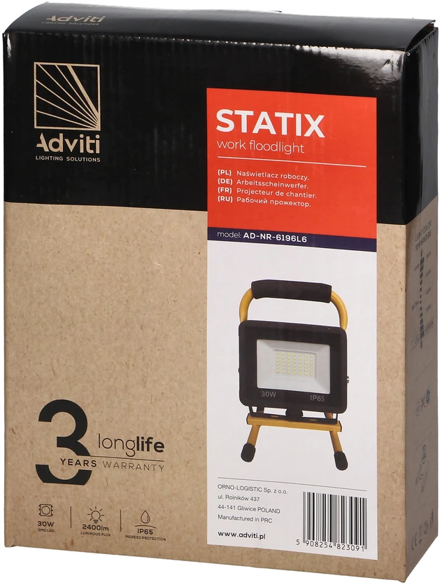 Orno STATIX darbinis prožektorius ant trikojo, 30W, 2400lm, IP65, 6000K