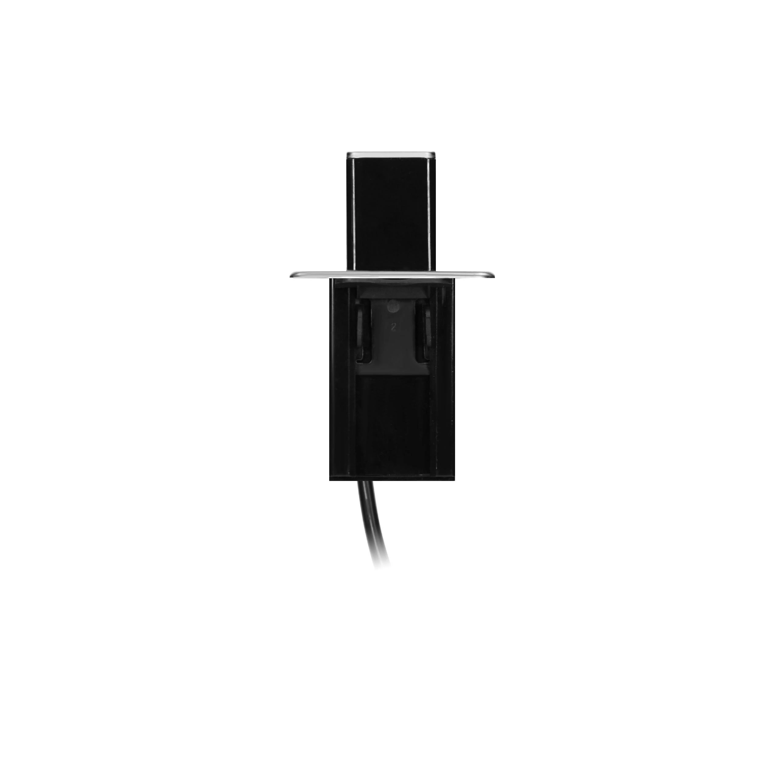 Orno Lizdas Baldinis lizdas, išsikišantis iš stalviršio, su plokščiu frezuotu kraštu, USB įkrovikliu ir 2 m laidu, 3 E tipo lizdai, 2 x USB (2,4 A), 3x1,5 mm², juodos ir sidabrinės spalvos, INOX
