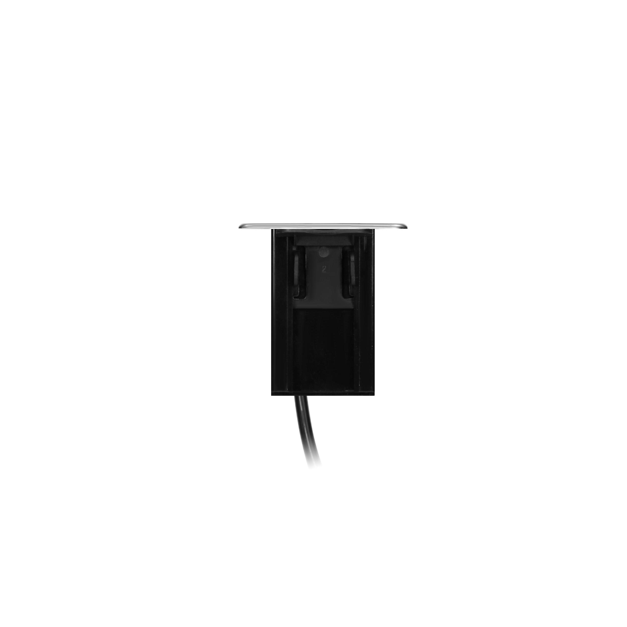 Orno Lizdas Baldinis lizdas, ištraukiamas iš stalviršio, su plokščiu frezuotu kraštu, USB įkrovikliu ir 2 m laidu, 3 F tipo lizdai, 2 x USB (A + C tipo 3.1A; QC 3.0), 3x1.5 mm, juodos ir sidabrinės spalvos, INOX, Schuko versija
